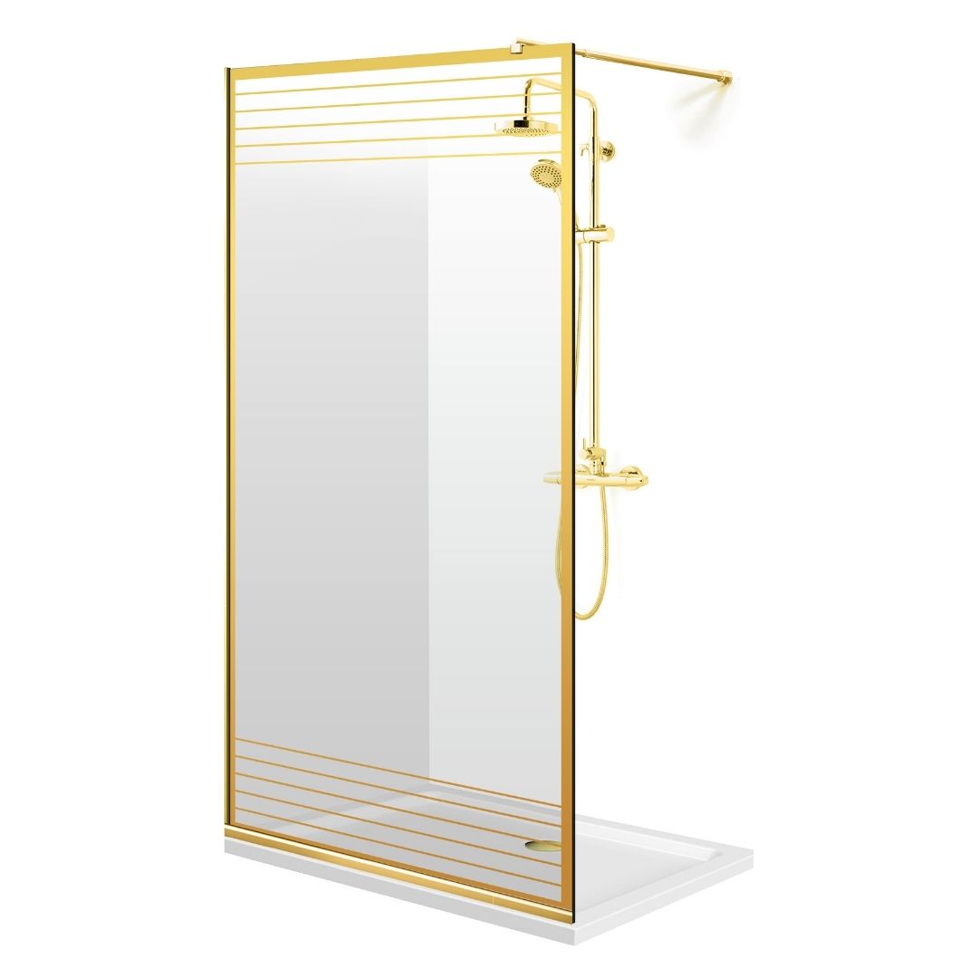 Shower Screens Walk-in, Gold Shower Wall, #Clear
