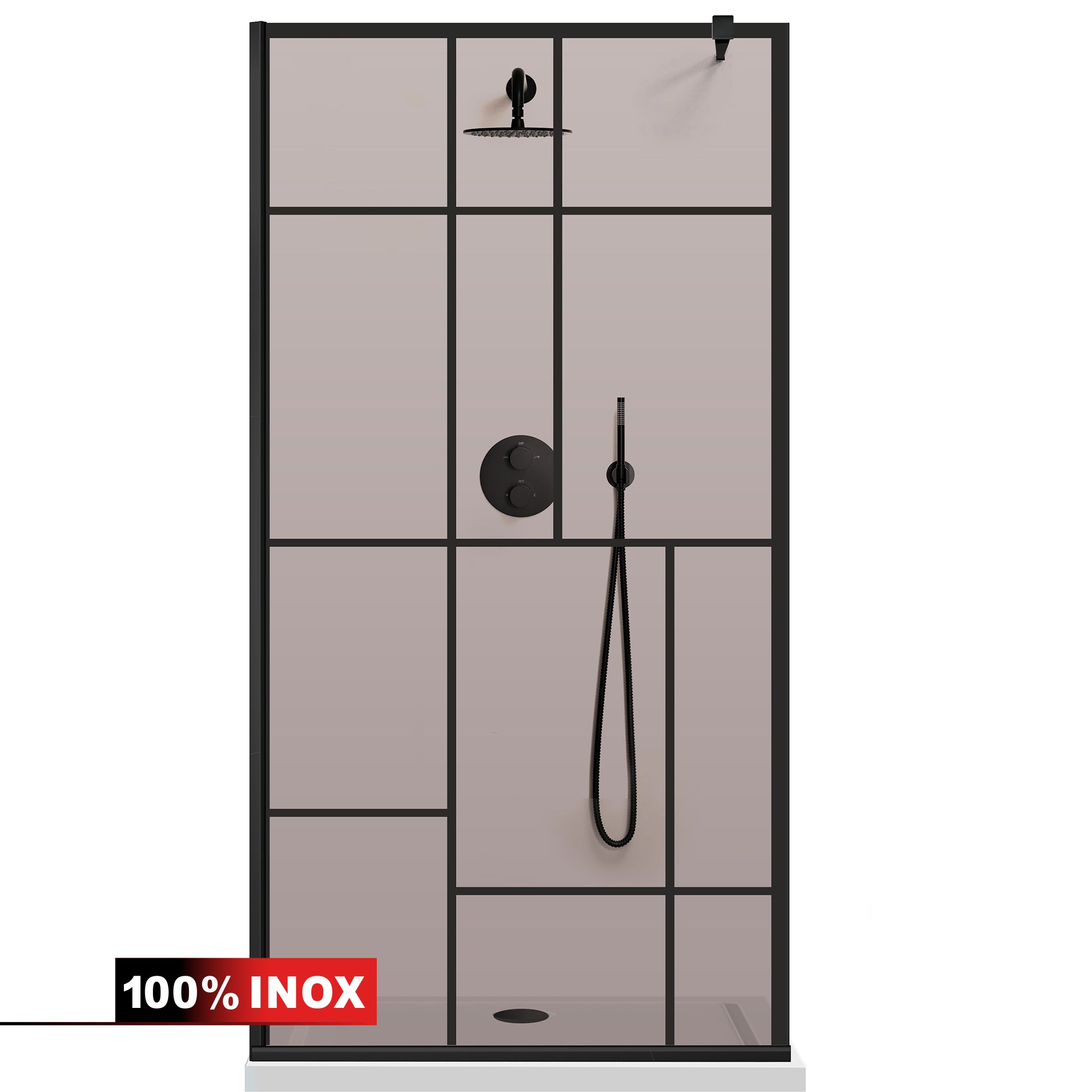 Paravan dus Walk-in, Perete dus Negru, #Bronz #Bronz