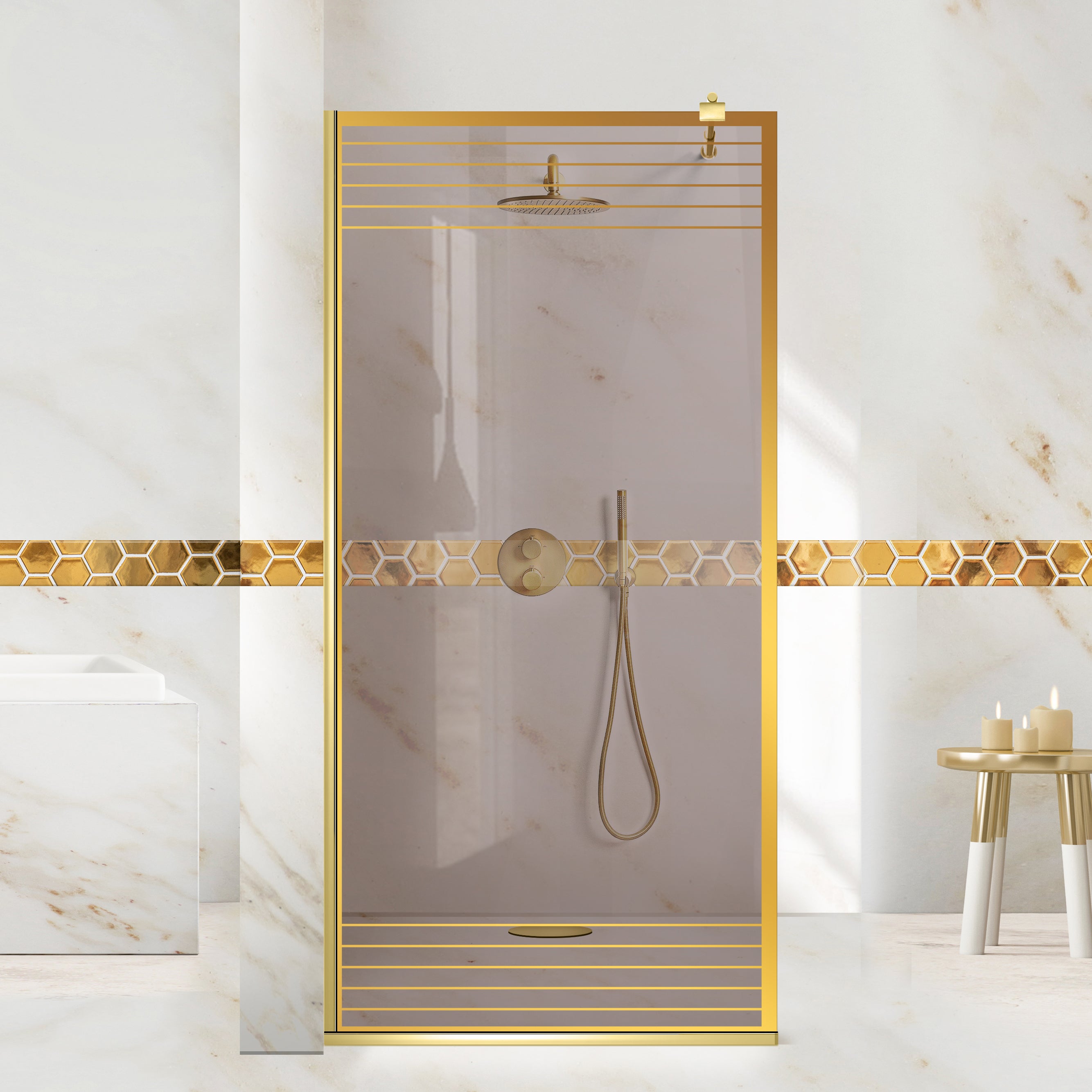 Paravan dus Walk-in, Perete dus Auriu, #Bronz #Bronz