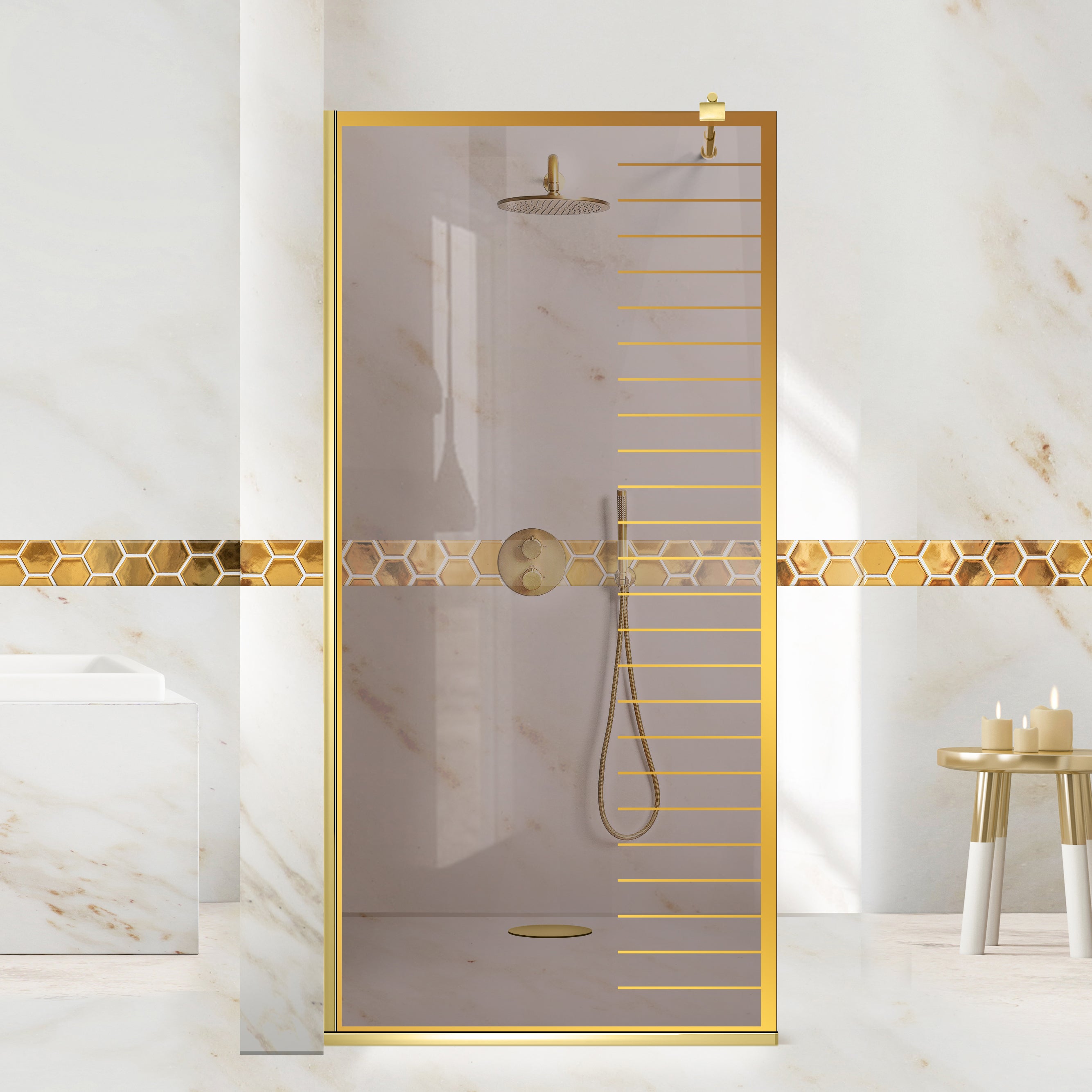 Paravan dus Walk-in, Perete dus Auriu, #Bronz #Bronz