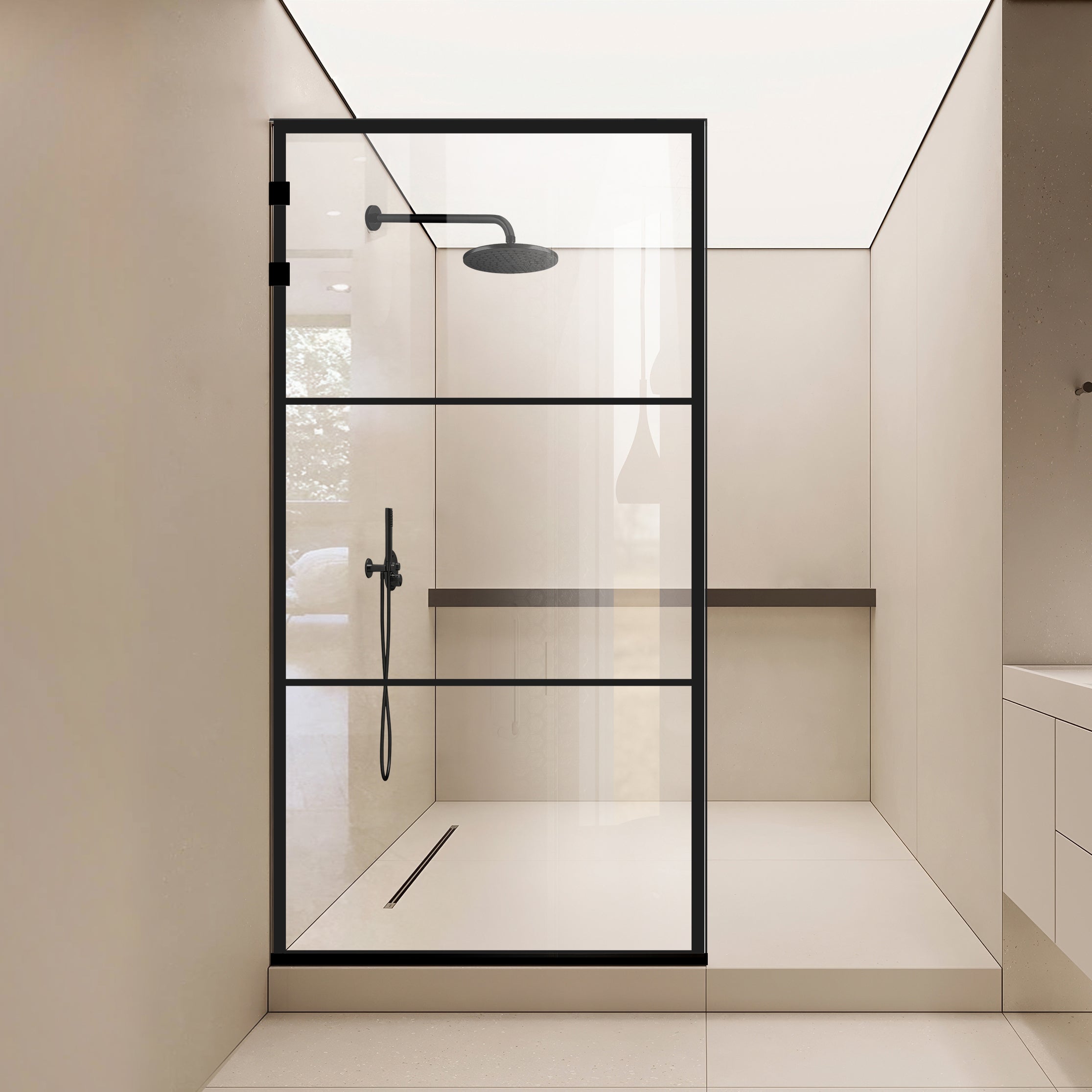 Paravan dus Walk-in, Perete dus Inox, #Clara #Víztiszta