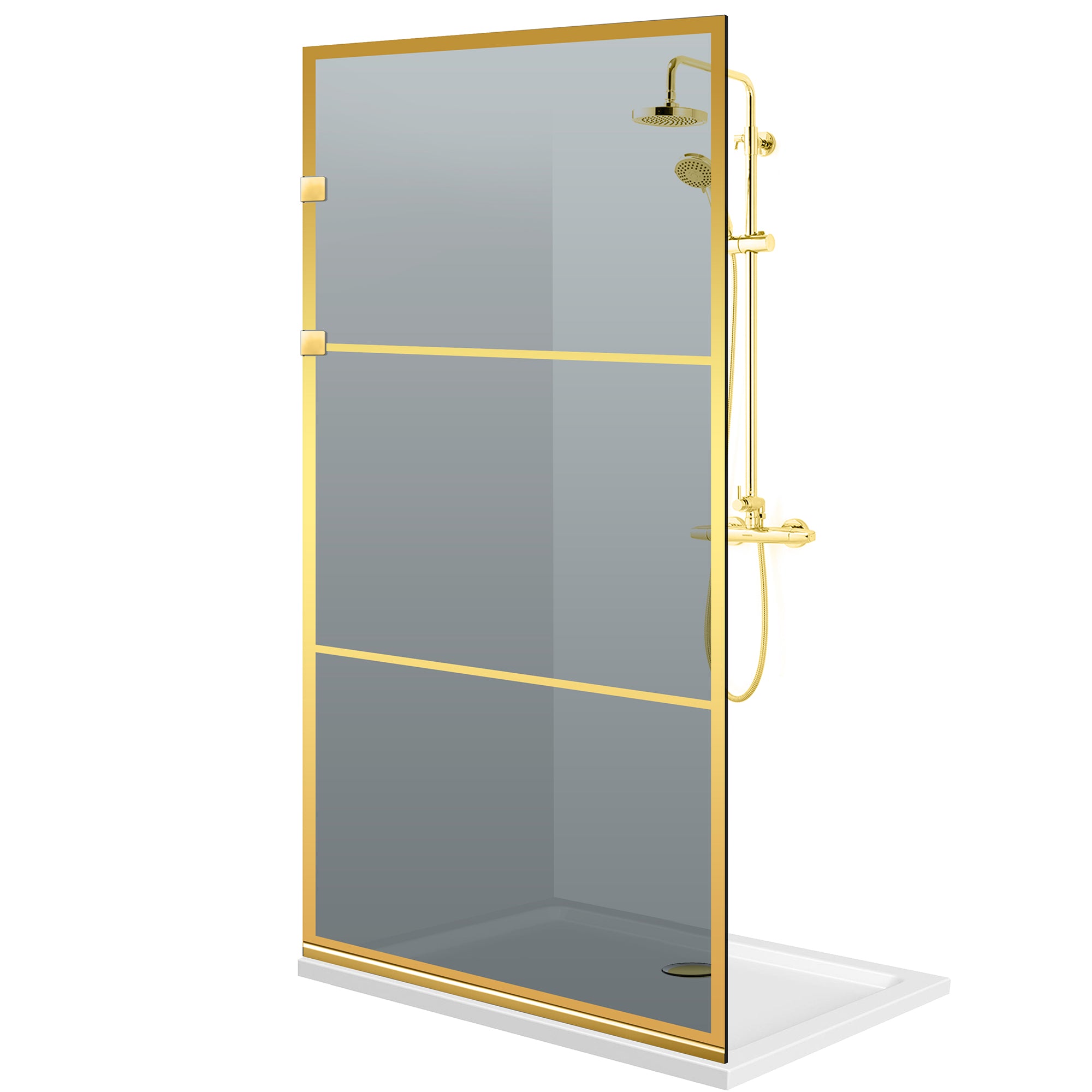 Paravan dus Walk-in, Perete dus Inox, auriu #Gri