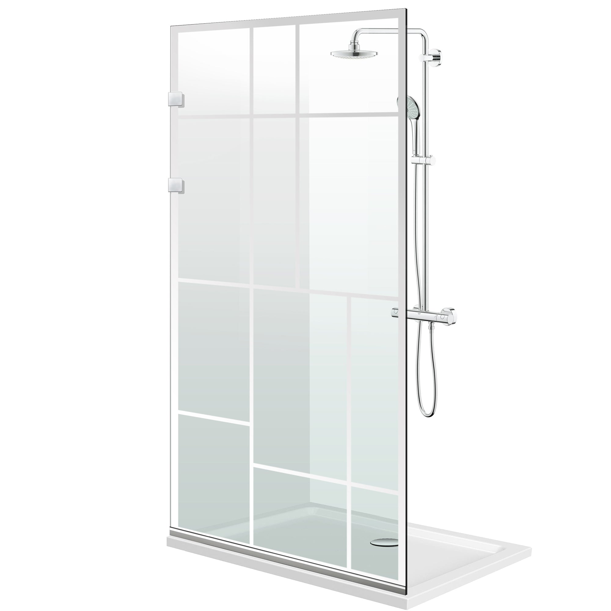 Aqua Elegance ® INOX walk-in shower screen, Urban clear model, full stainless steel hardware, clear tempered glass