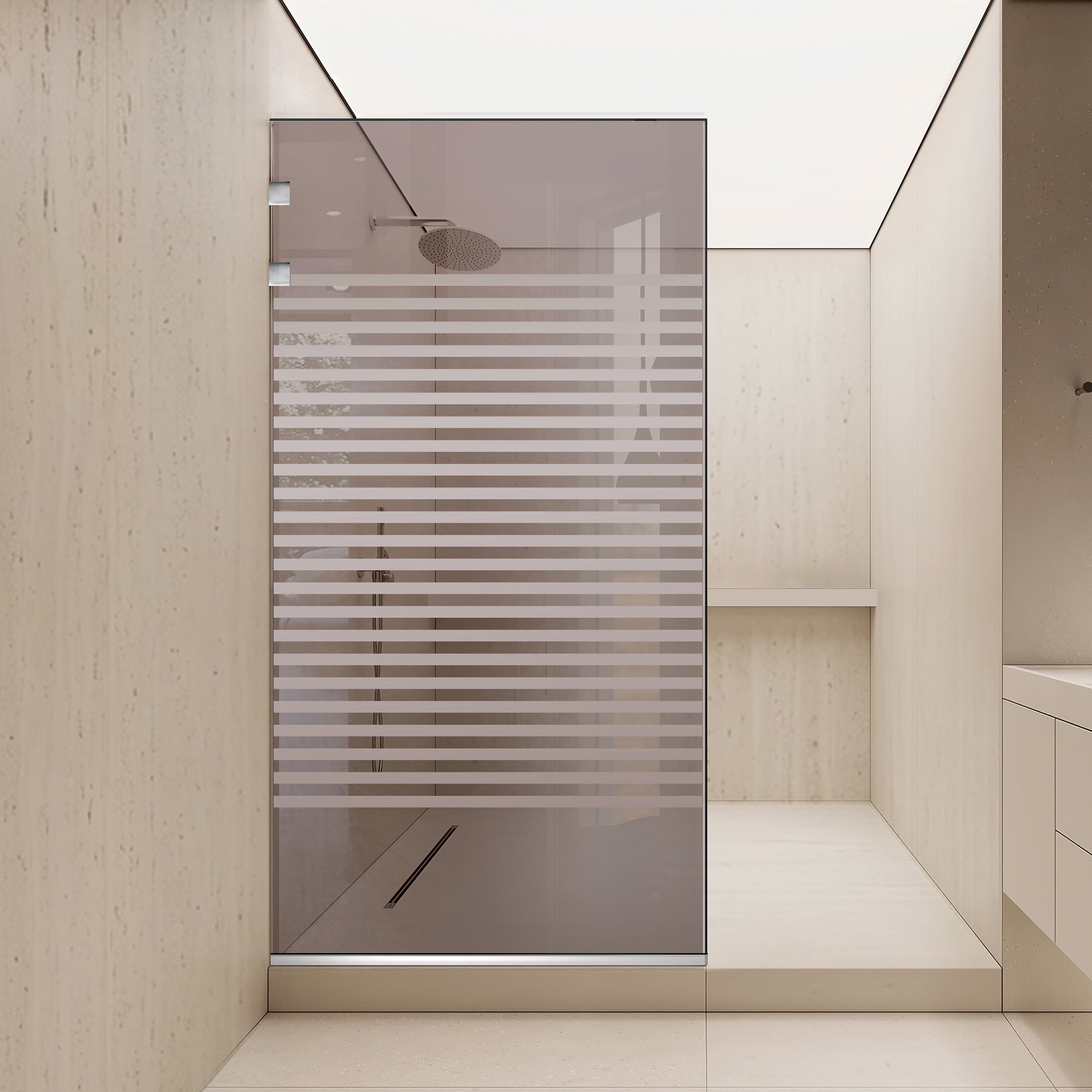 Paravan dus Walk-in, Perete dus Inox, #Bronz