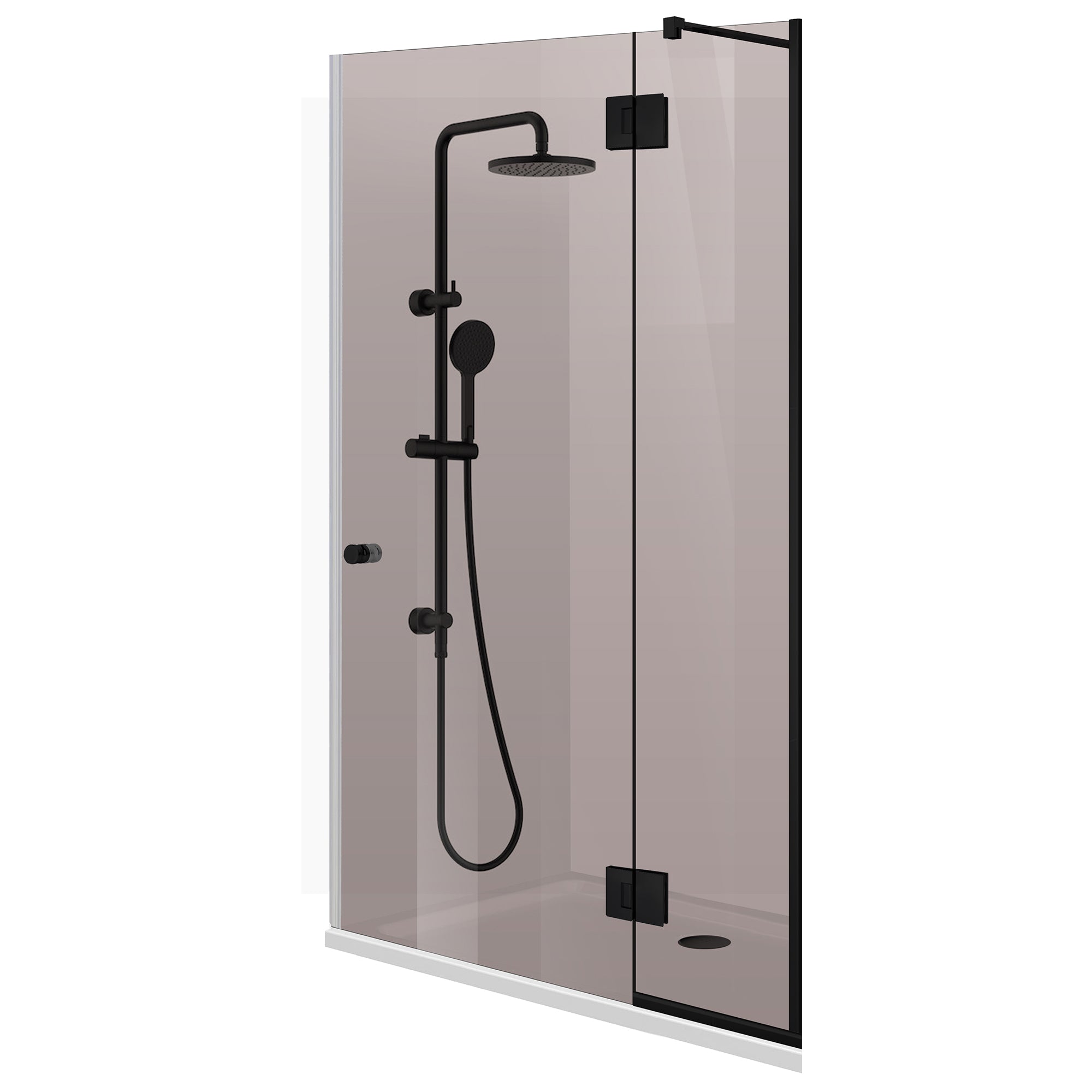 Shower door with fixed wall Aqua Line Plus hardware 100% stainless steel gold, adjustable bar, 6 mm tempered glass