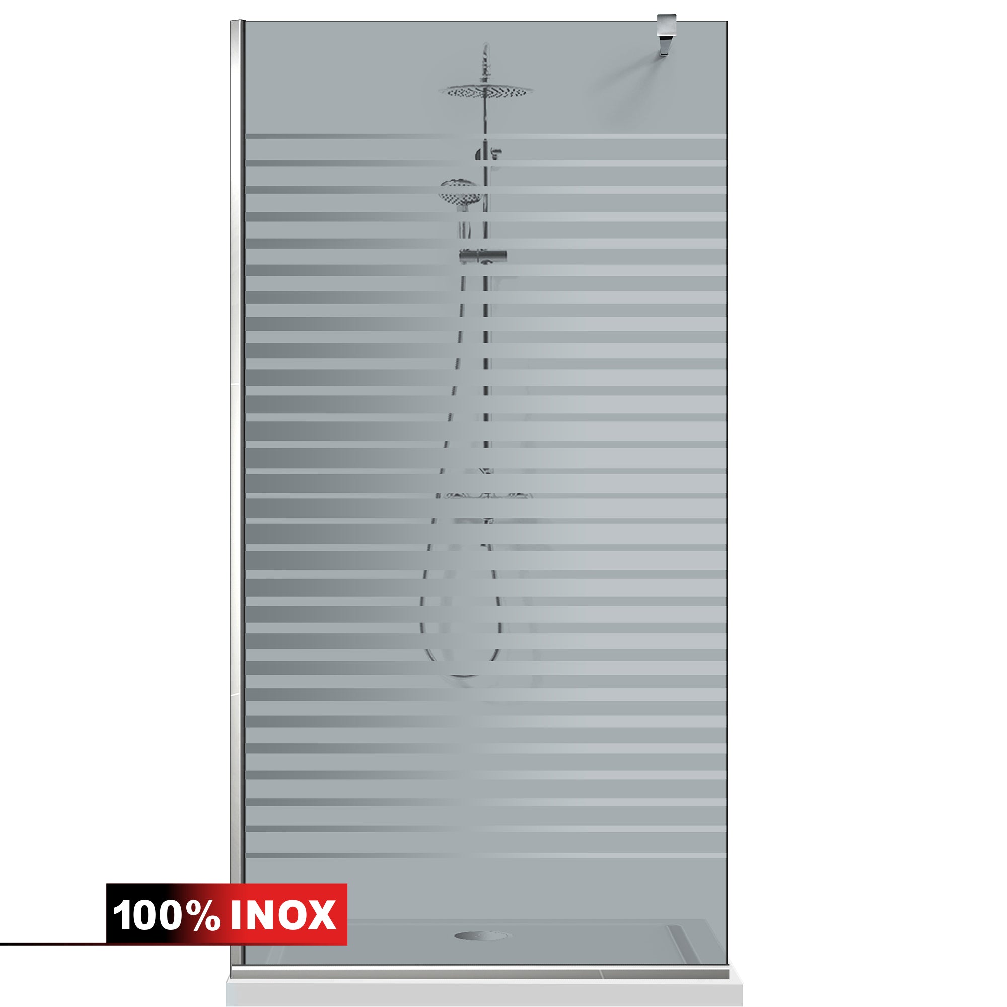 Paravan dus Walk-in, Perete dus Inox, #Gri #Szürke