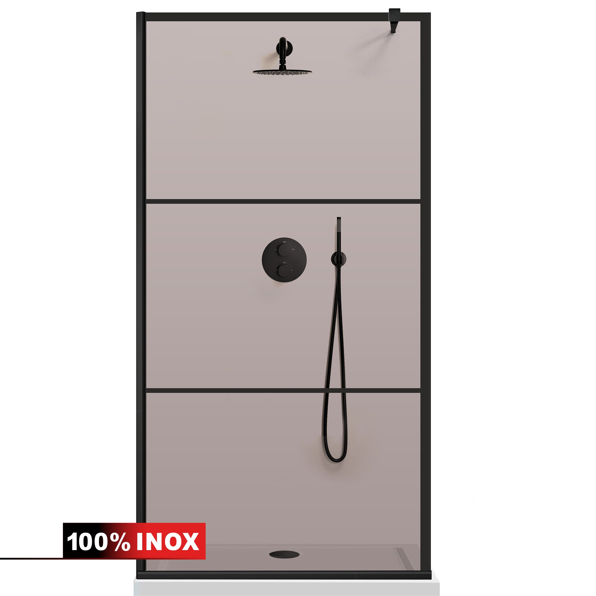 Paravan dus Walk-in, Perete dus Negru, #Bronz #Bronz