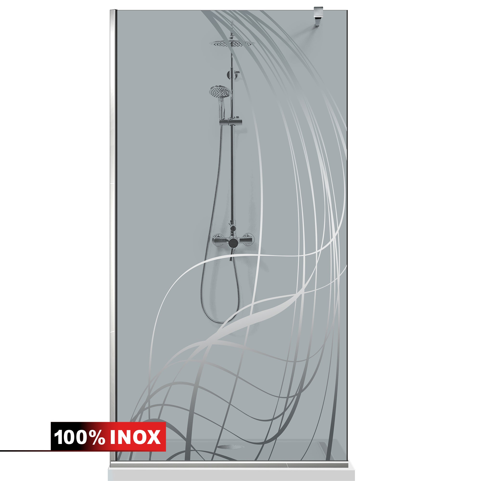 Paravan dus Walk-in, Perete dus Inox, #Gri #Szürke