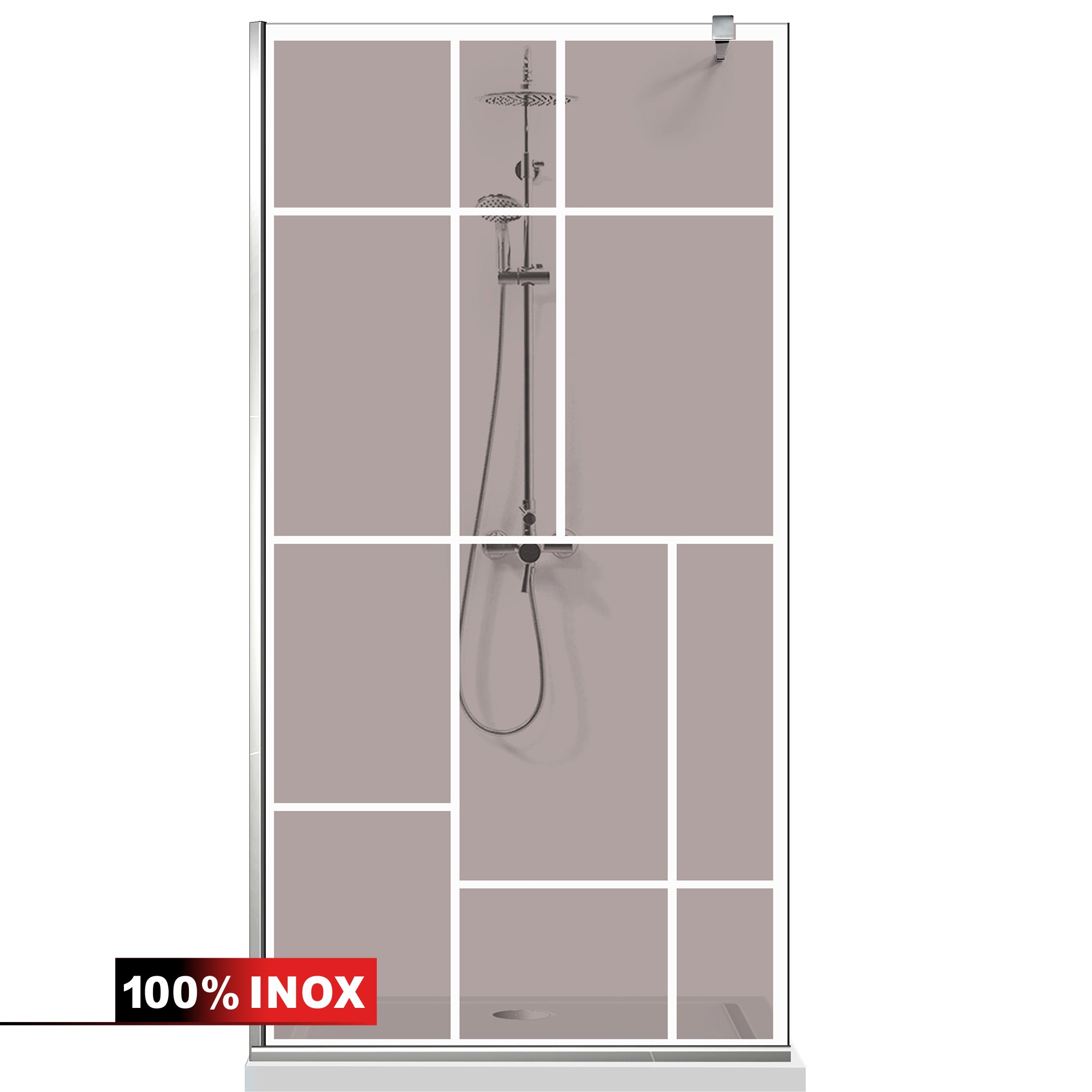 Paravan dus Walk-in, Perete dus Inox, #Bronz #Bronz