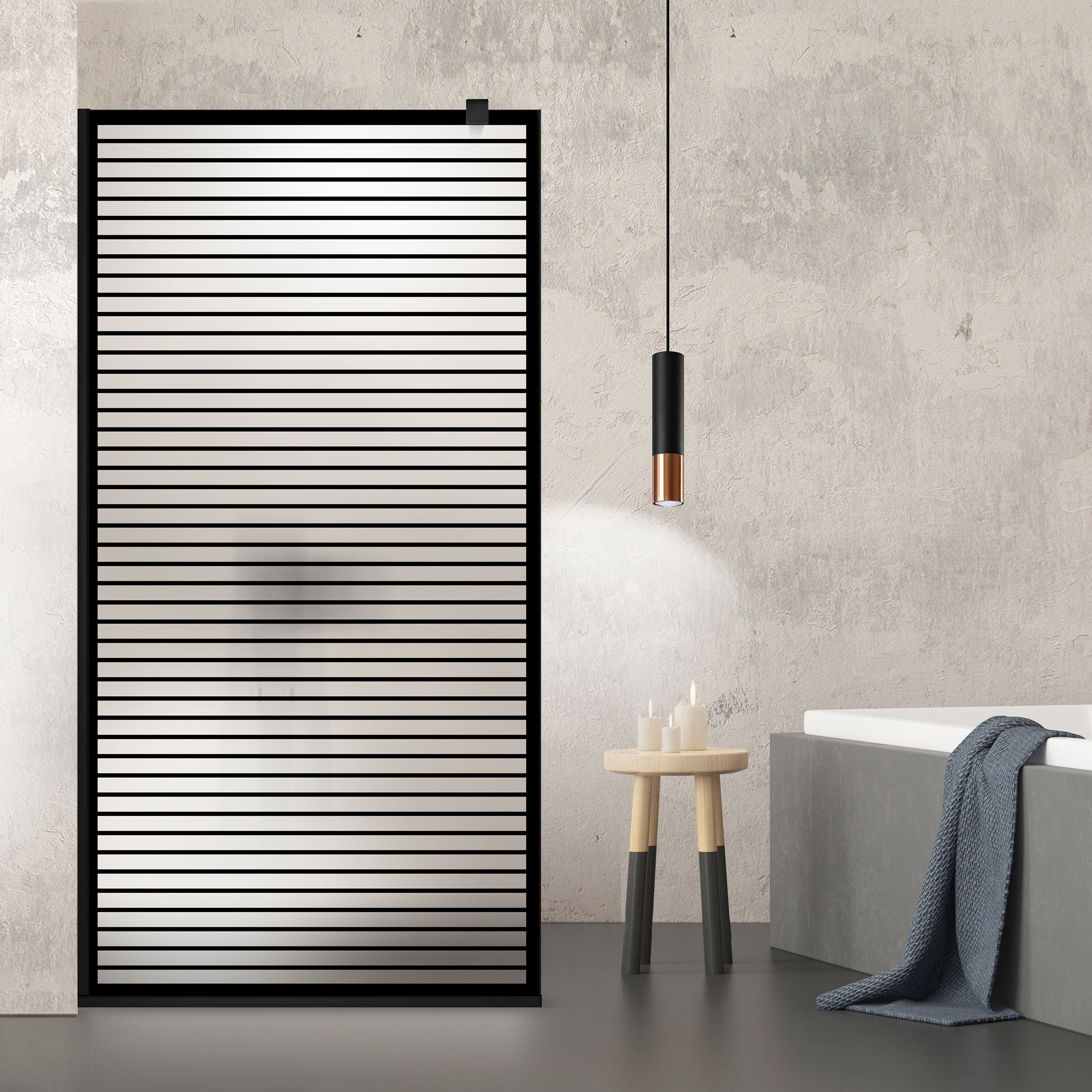 Paravan dus Walk-in, Perete dus Negru, #Mat #Matt