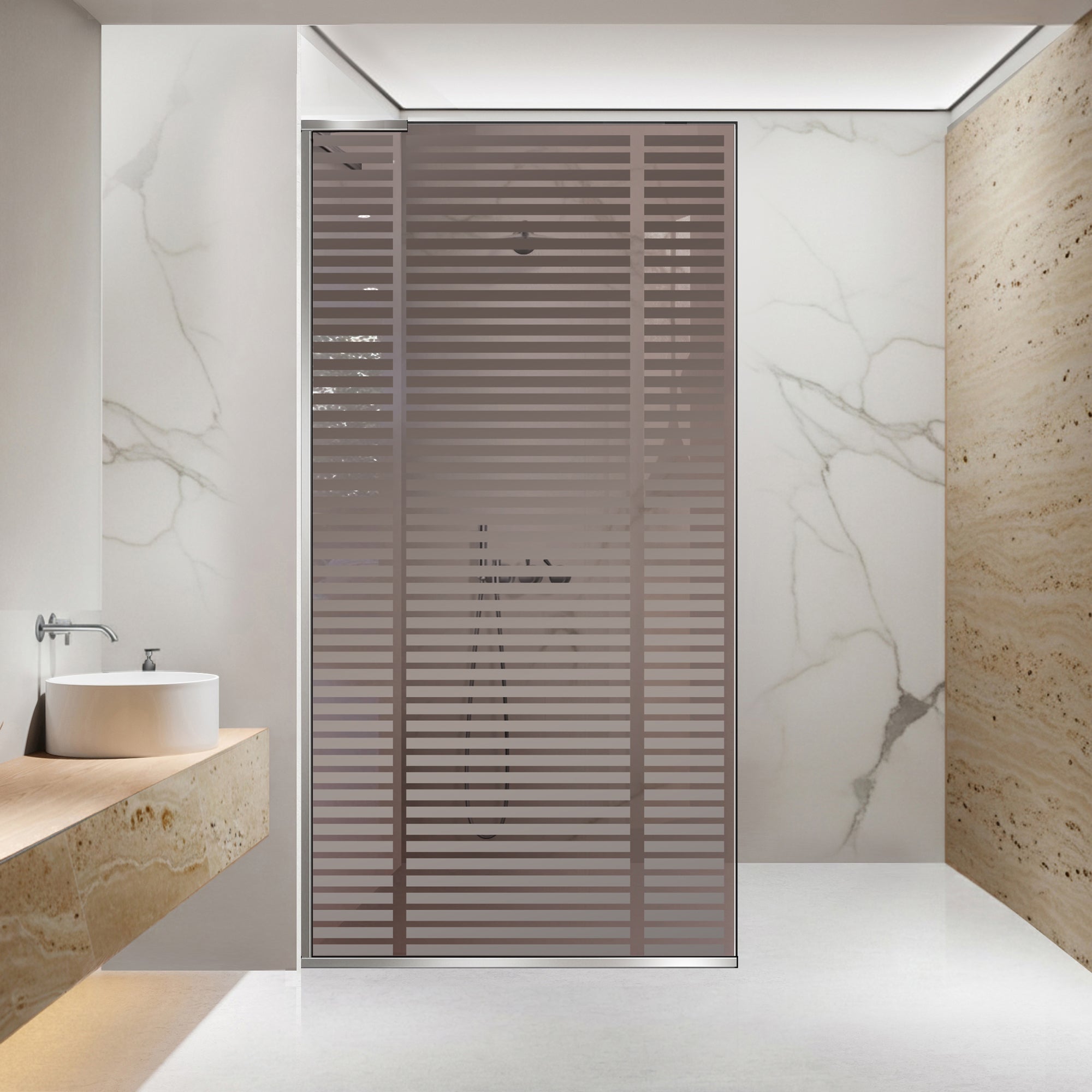 Paravan dus Walk-in, Perete dus Inox, #Bronz #Bronz
