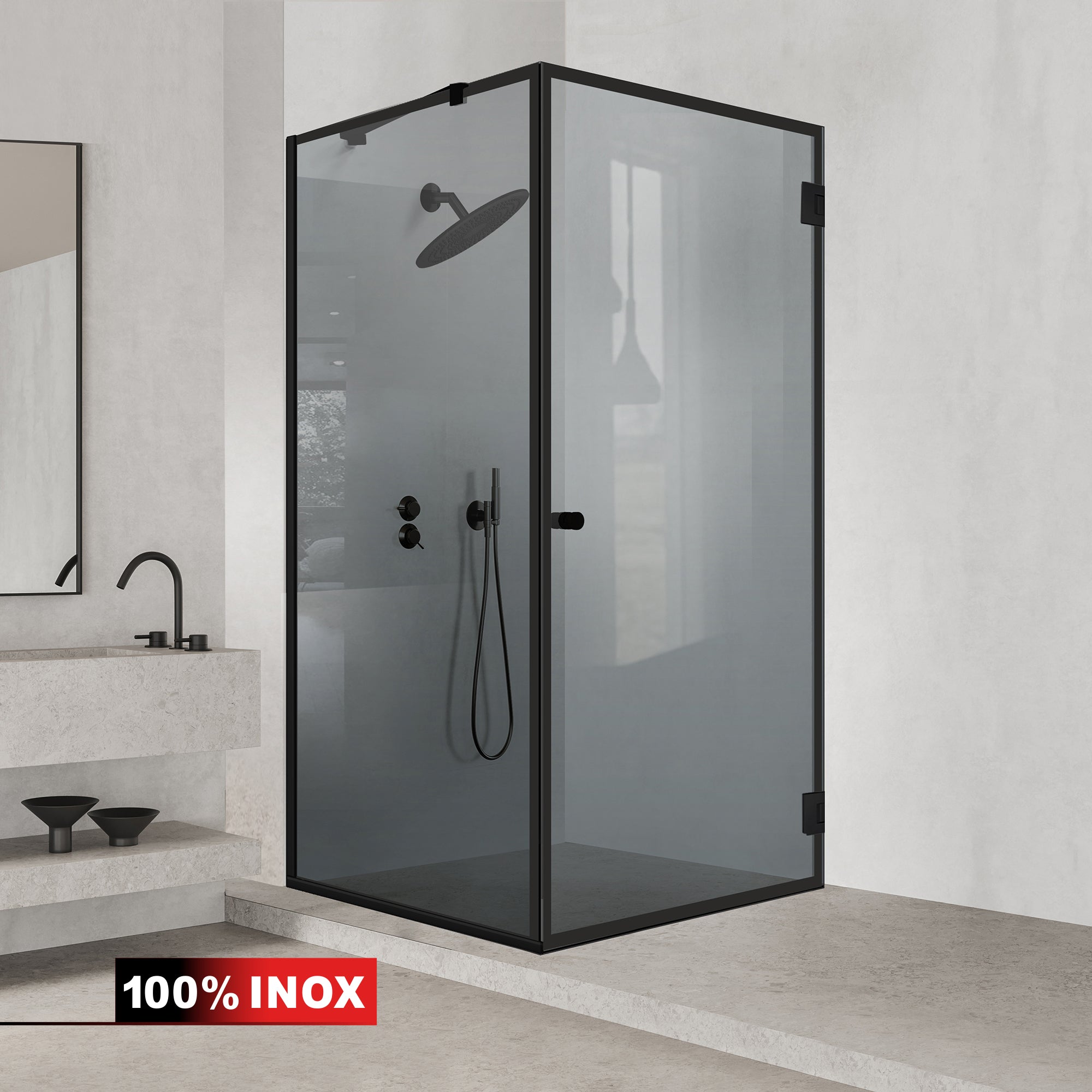 Shower enclosure with swing door #Grey