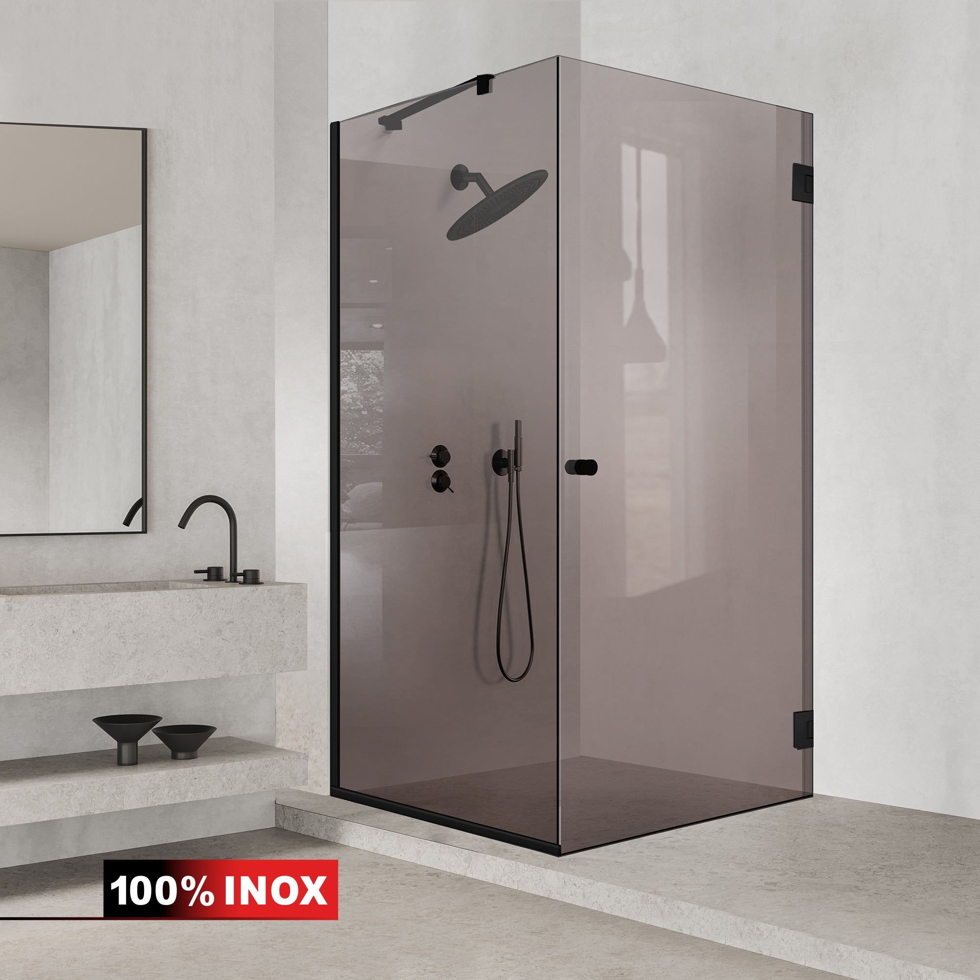 Shower enclosure with swing door #Bronze
