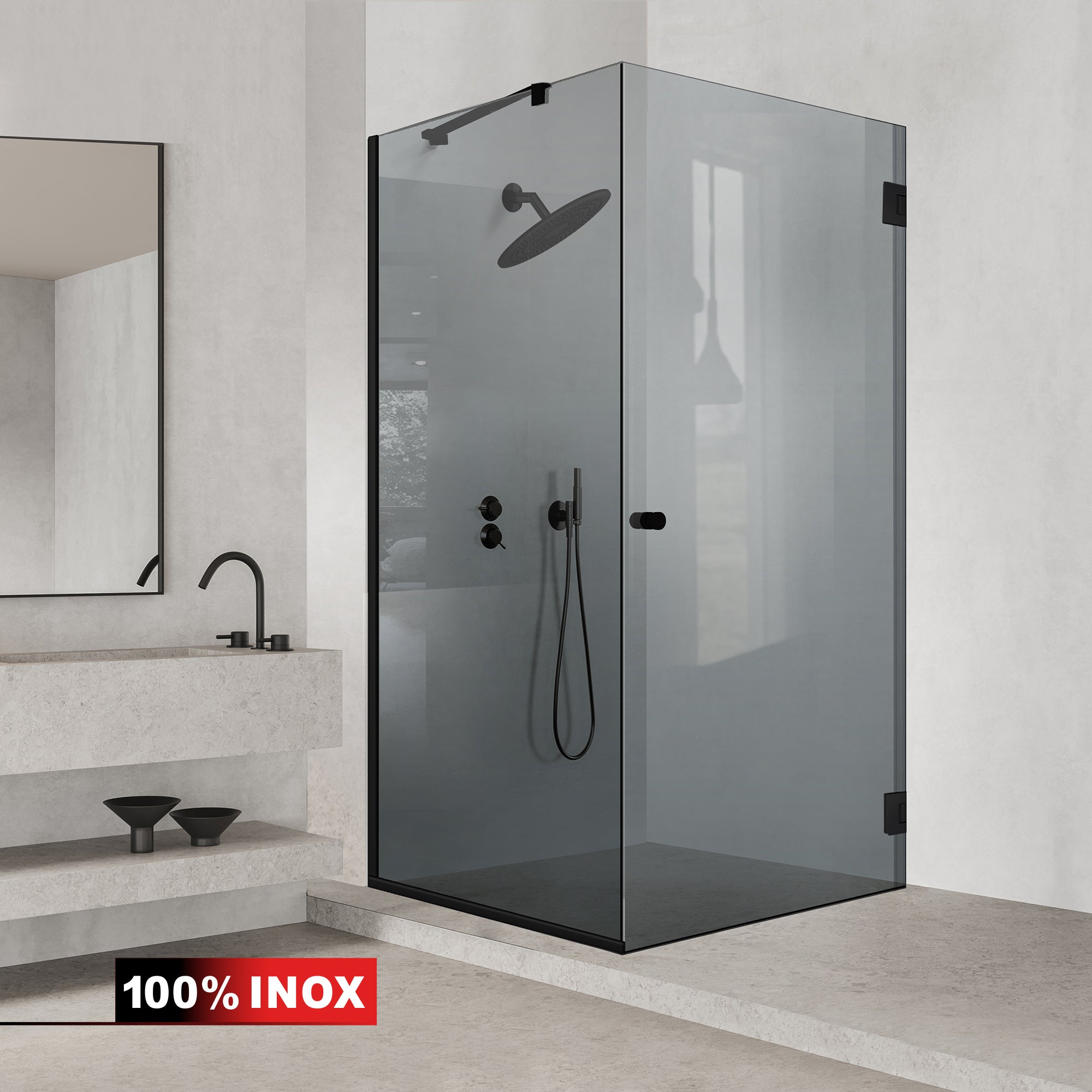 Shower enclosure with swing door #Grey