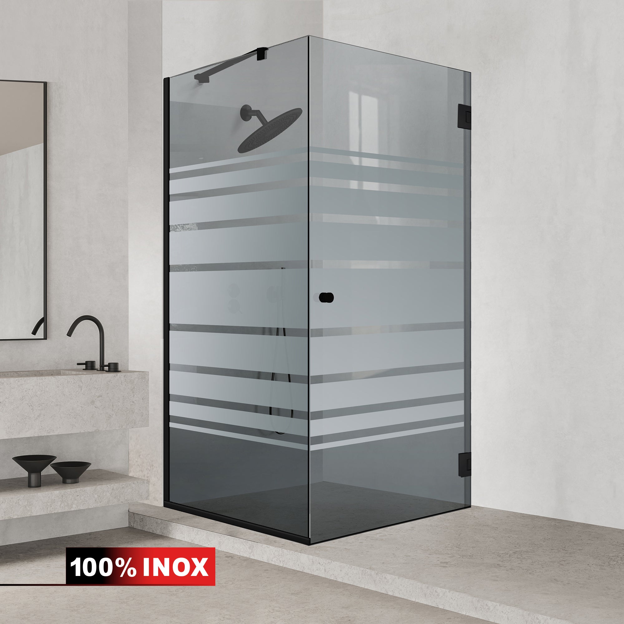 Shower enclosure with swing door #Grey