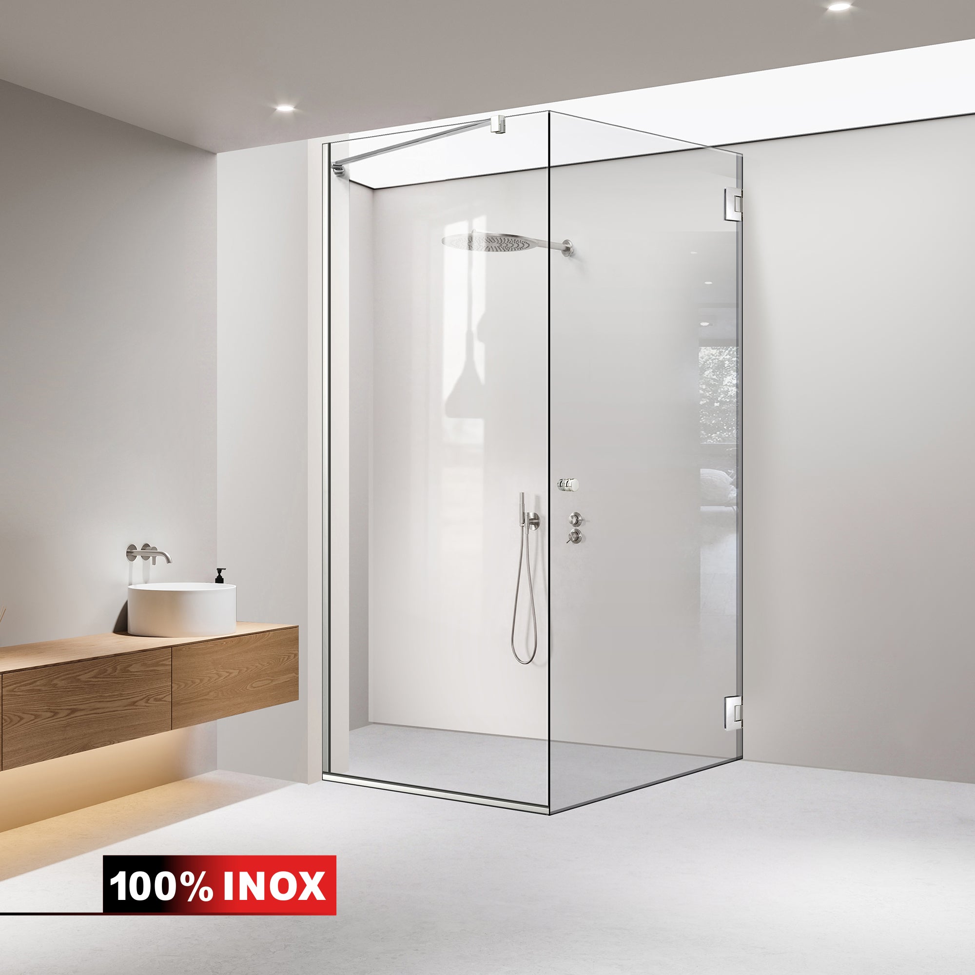 Shower enclosure with swing door #Clear