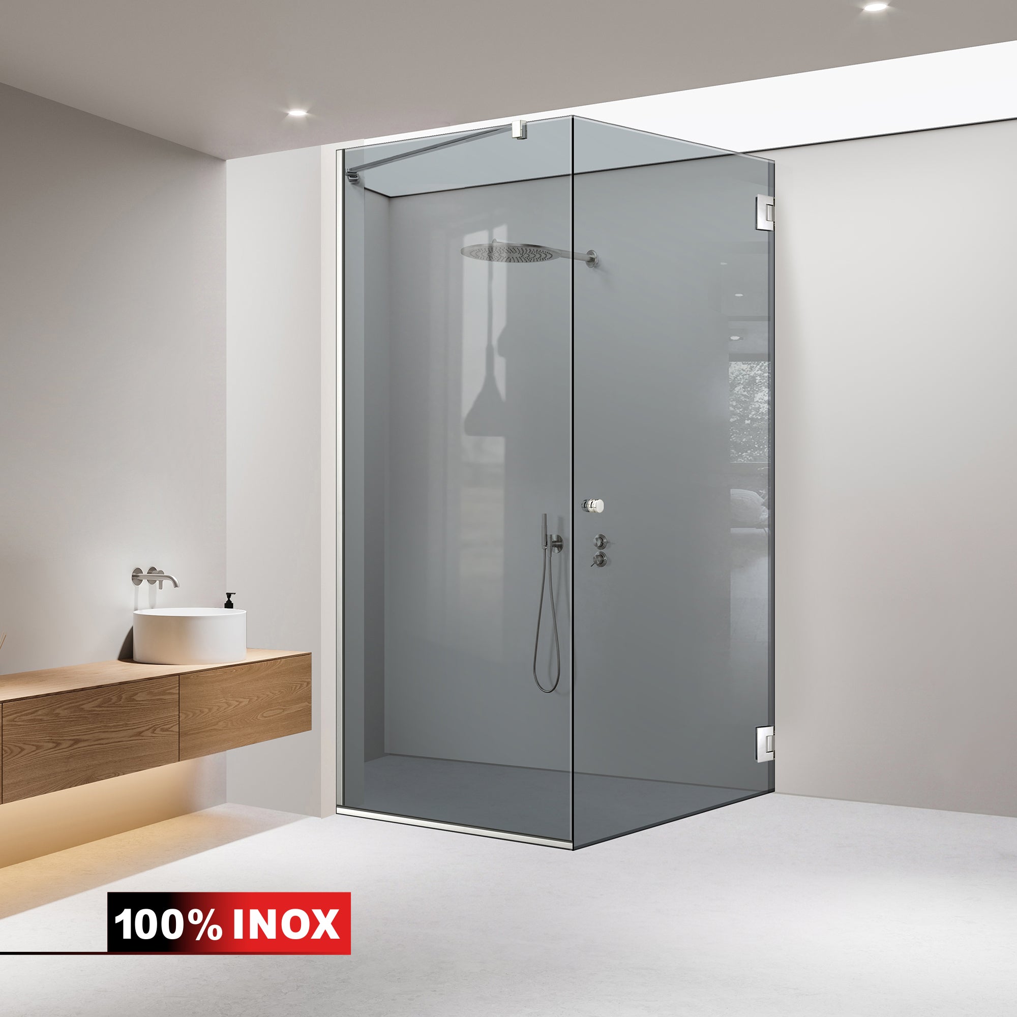 Shower enclosure with swing door #Grey