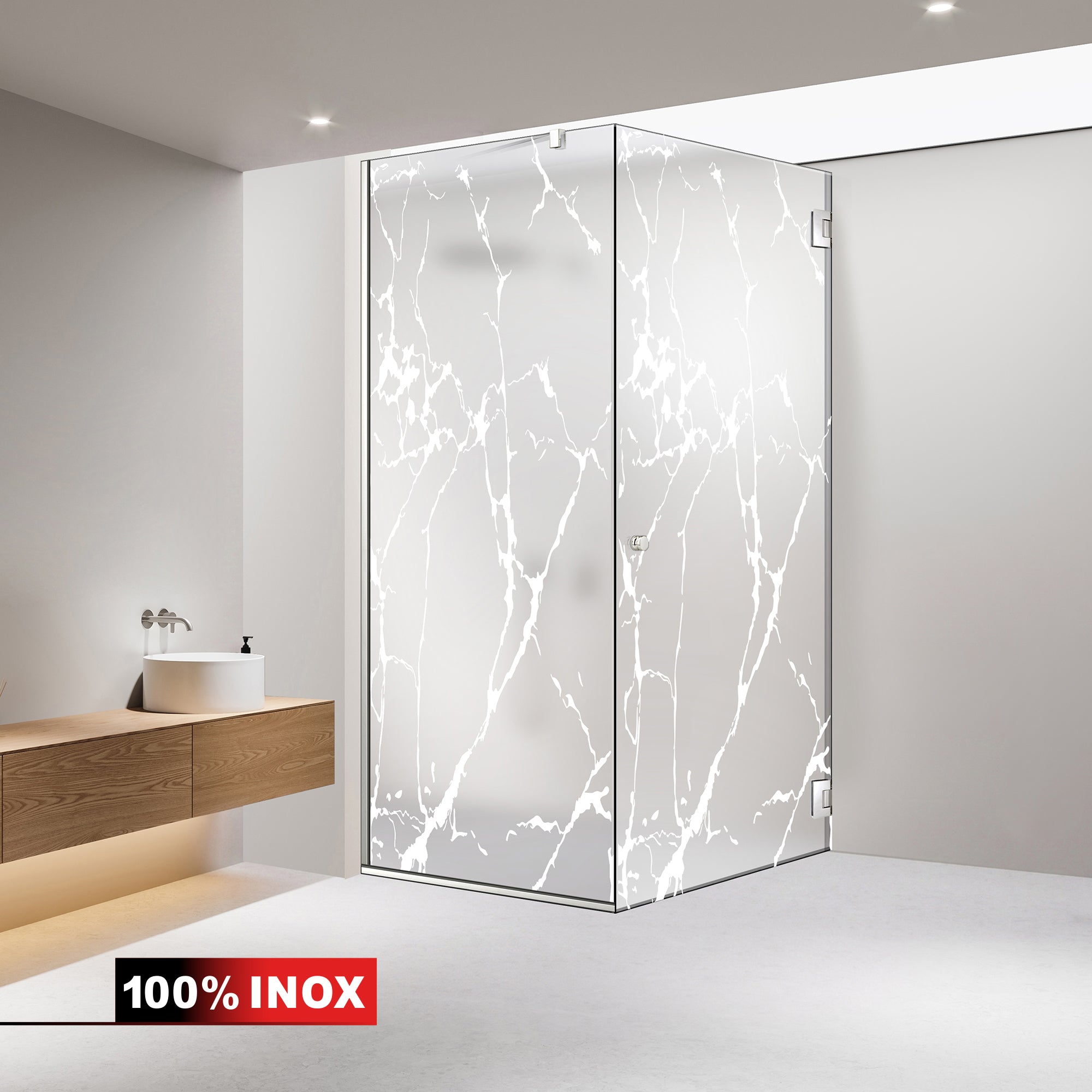 Shower enclosure with hinged door #Satiné