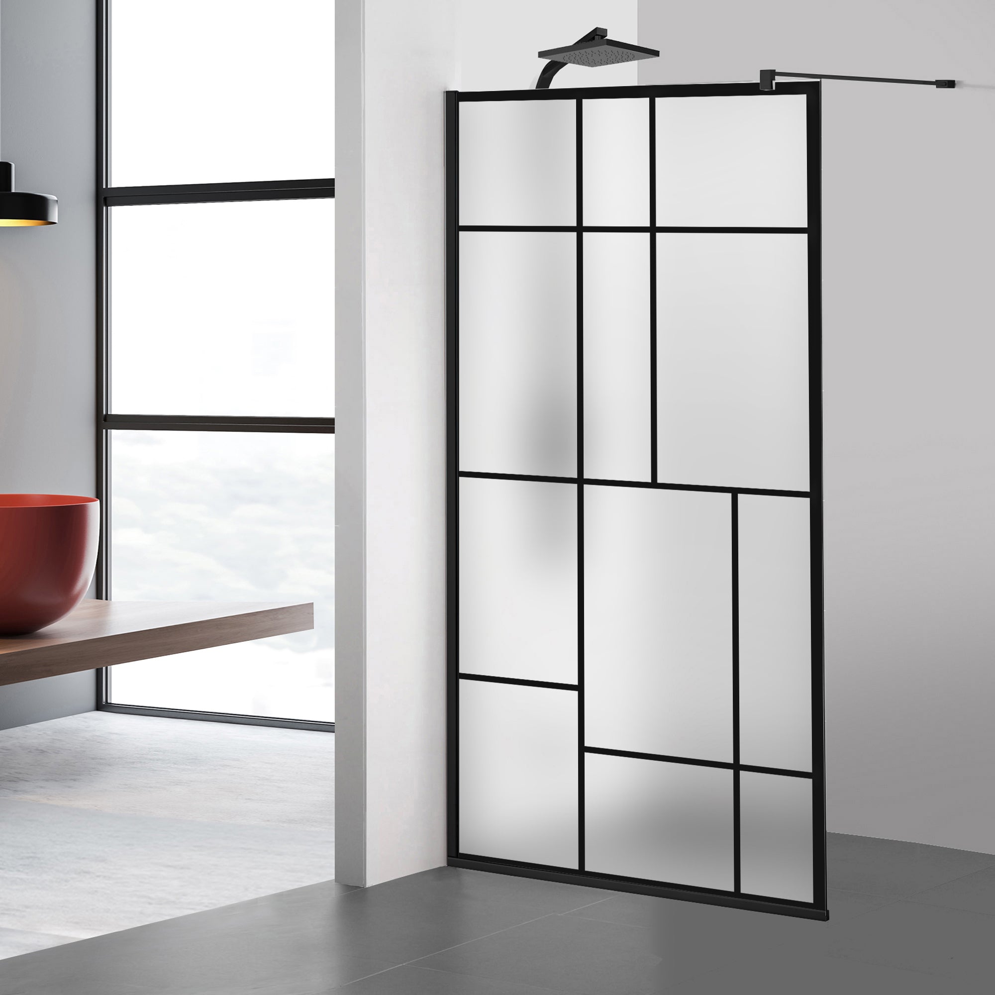 Paravan dus Walk-in, Perete dus Negru, #Mat #Matt
