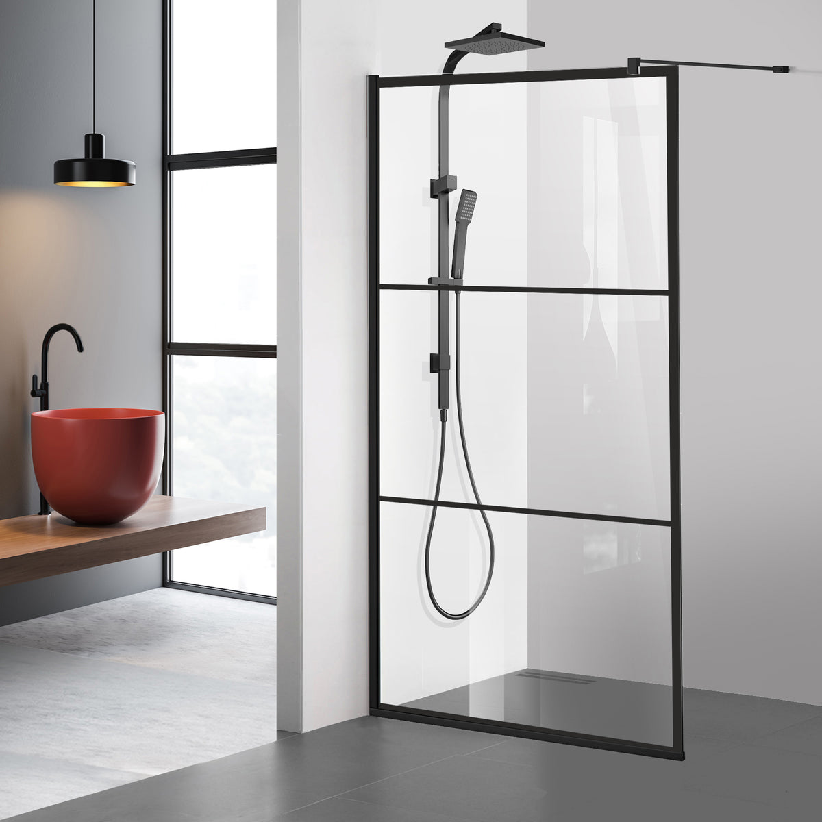 Shower Screens Walk-in, Black Shower Wall, #Clear