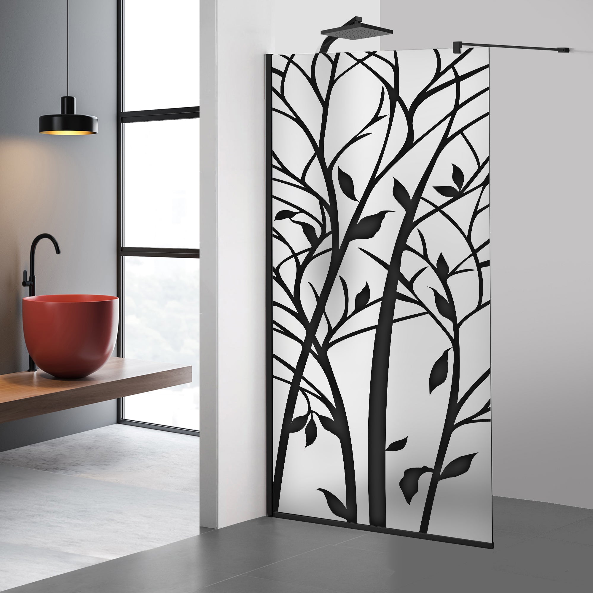 Paravan dus Walk-in, Perete dus Negru, #Mat #Matt