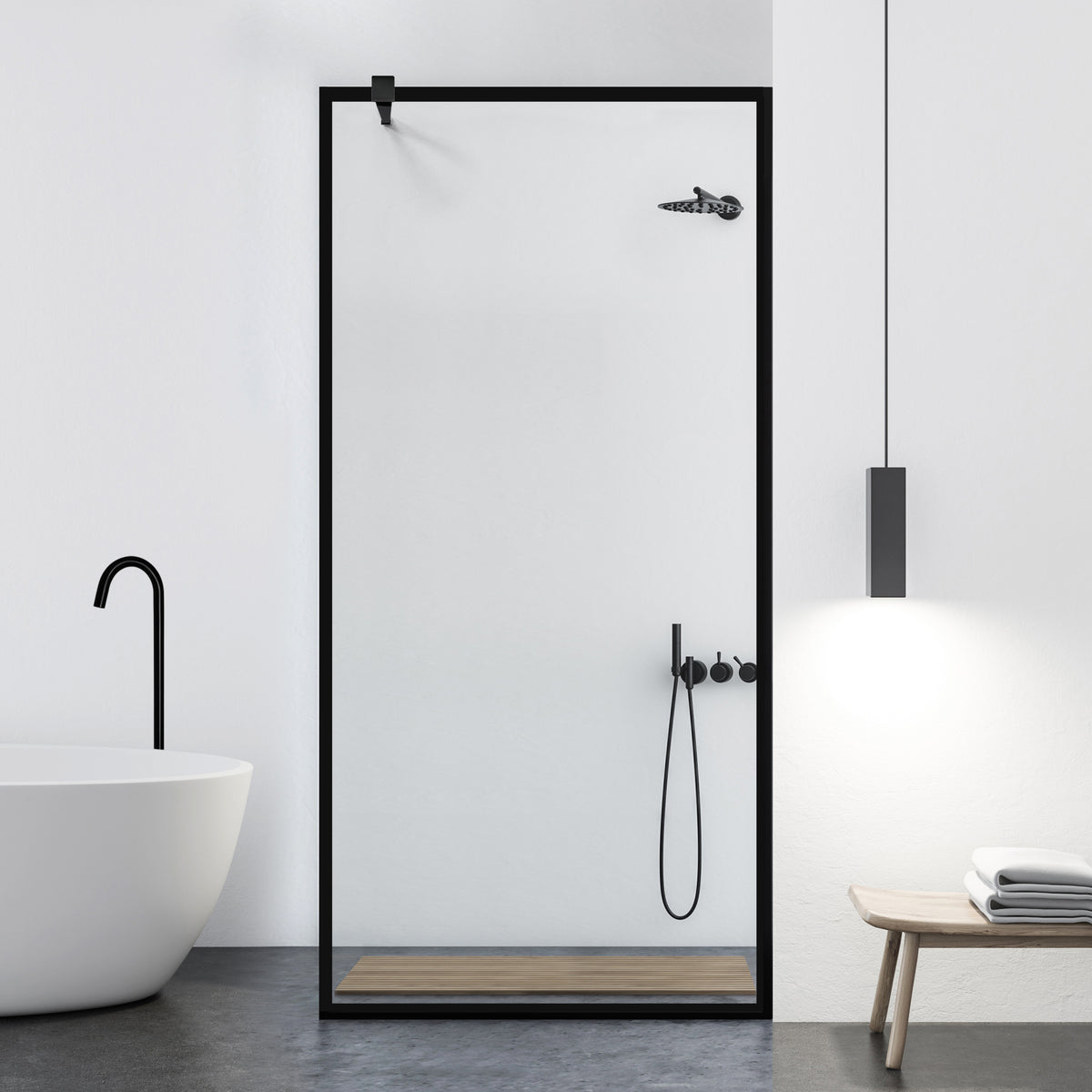 Shower Screens Walk-in, Black Shower Wall, #Clear
