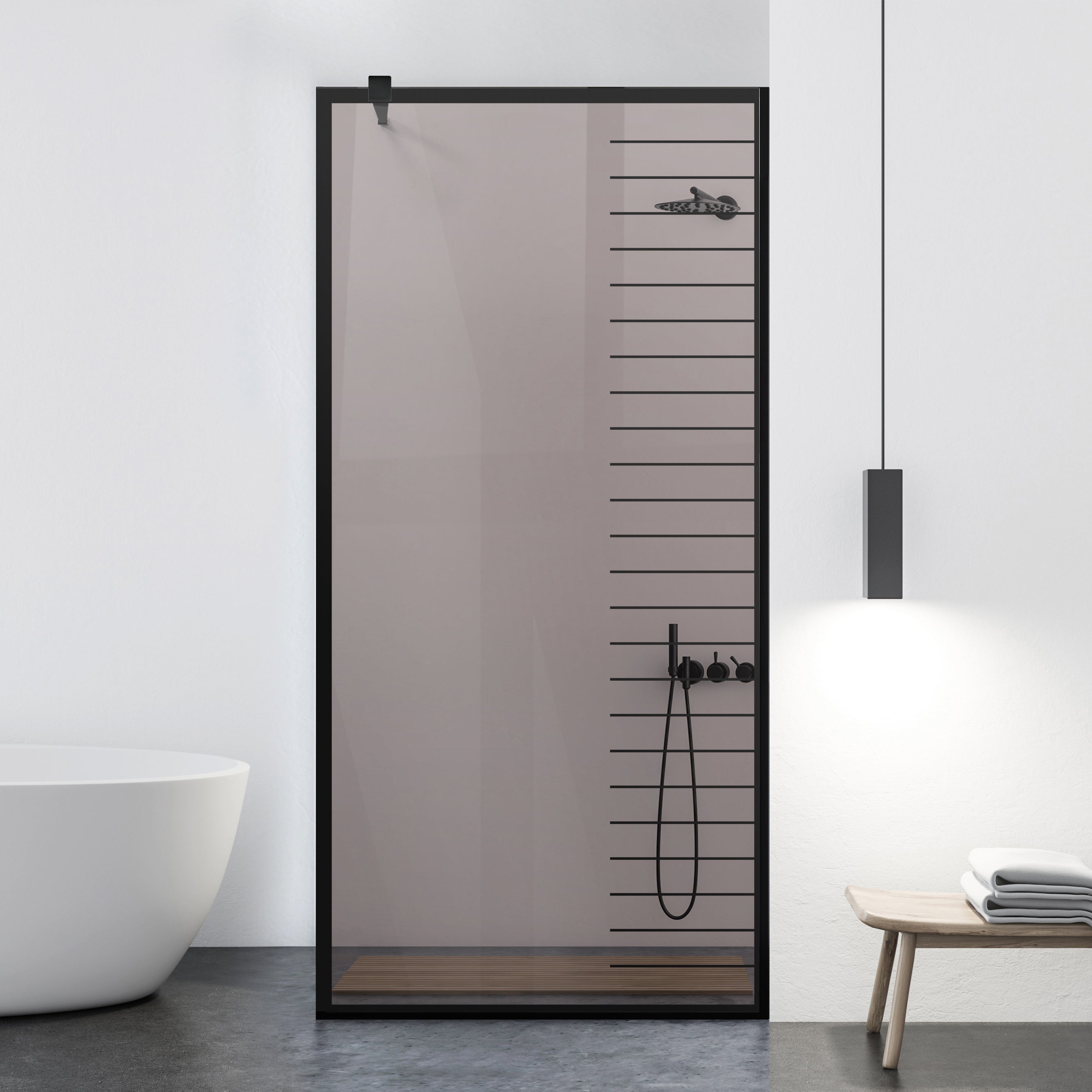 Paravan dus Walk-in, Perete dus Negru, #Bronz #Bronz