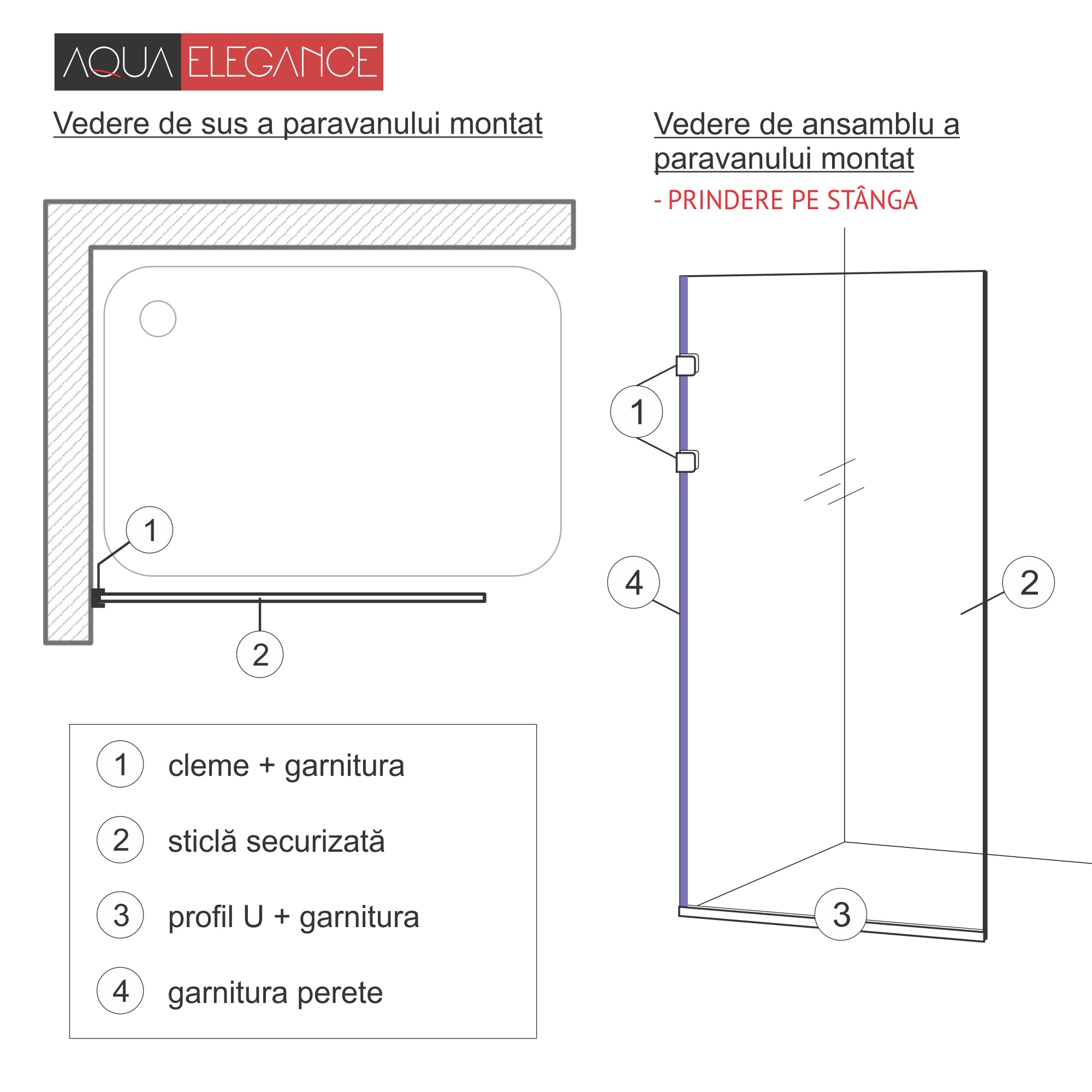 Paravan dus Walk-in, Perete dus Inox, negru mat, #Clara #Víztiszta