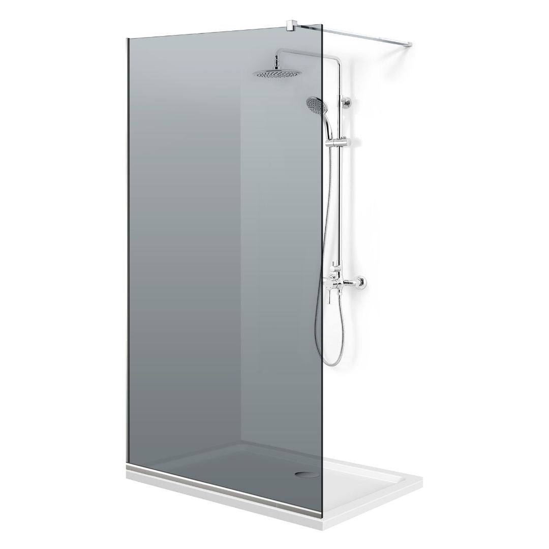 Aqua Roy® Inox walk-in shower screen, full stainless steel hardware, 8 mm tempered glass, tempered