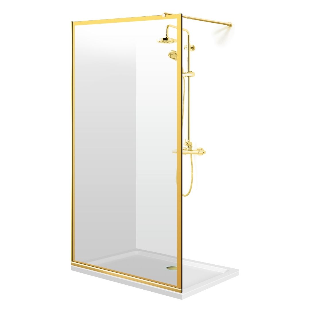 Shower Screens Walk-in, Gold Shower Wall, #Clear