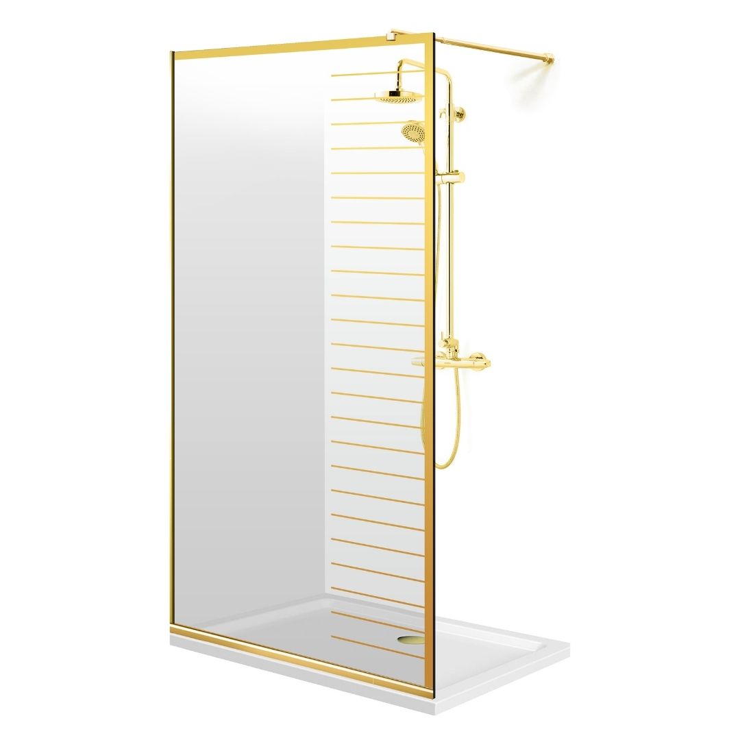 Shower Screens Walk-in, Gold Shower Wall, #Clear
