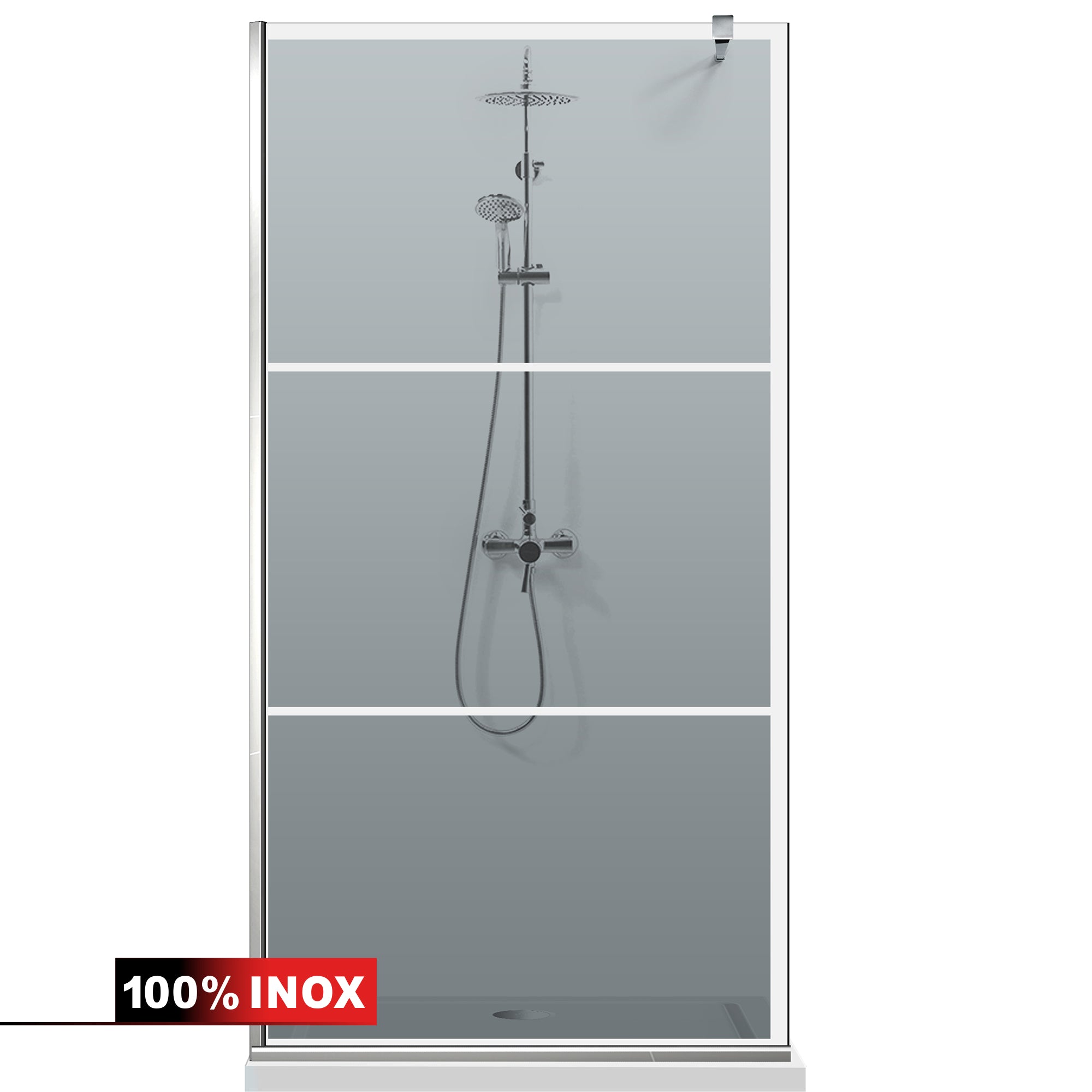 Paravan dus Walk-in, Perete dus  Inox, #Gri #Szürke