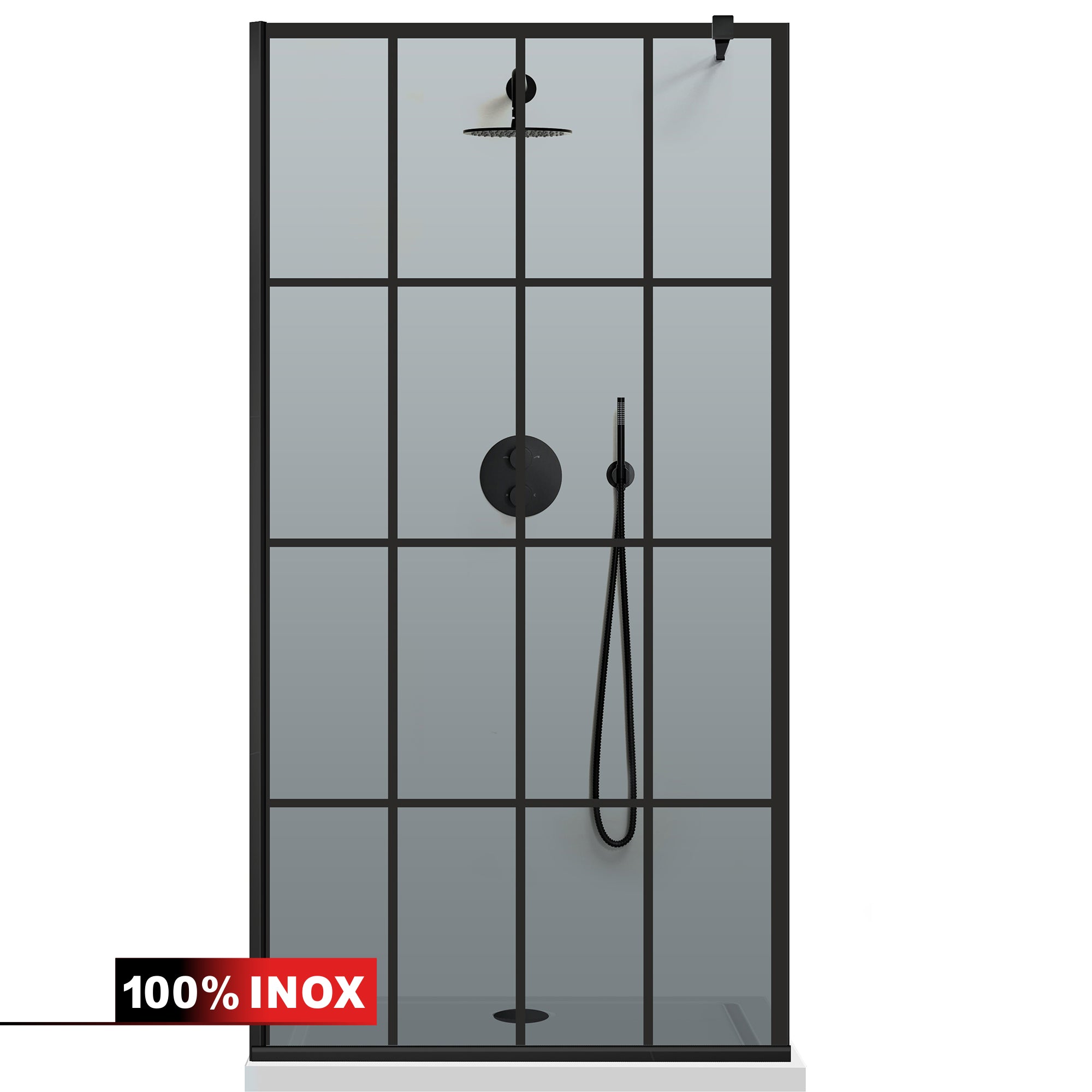 Paravan dus Walk-in, Perete dus  Negru, #Gri #Szürke