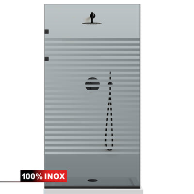 Paravan dus Walk-in, Perete dus Inox, negru mat #Gri