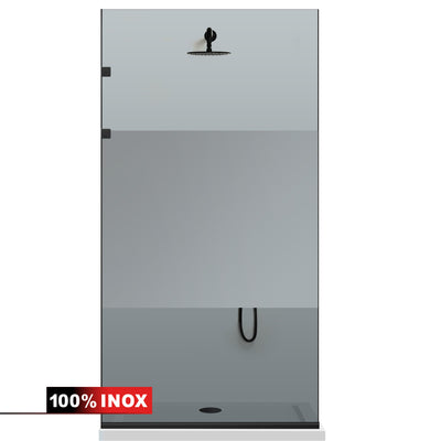 Paravan dus Walk-in, Perete dus Inox, negru mat #Gri