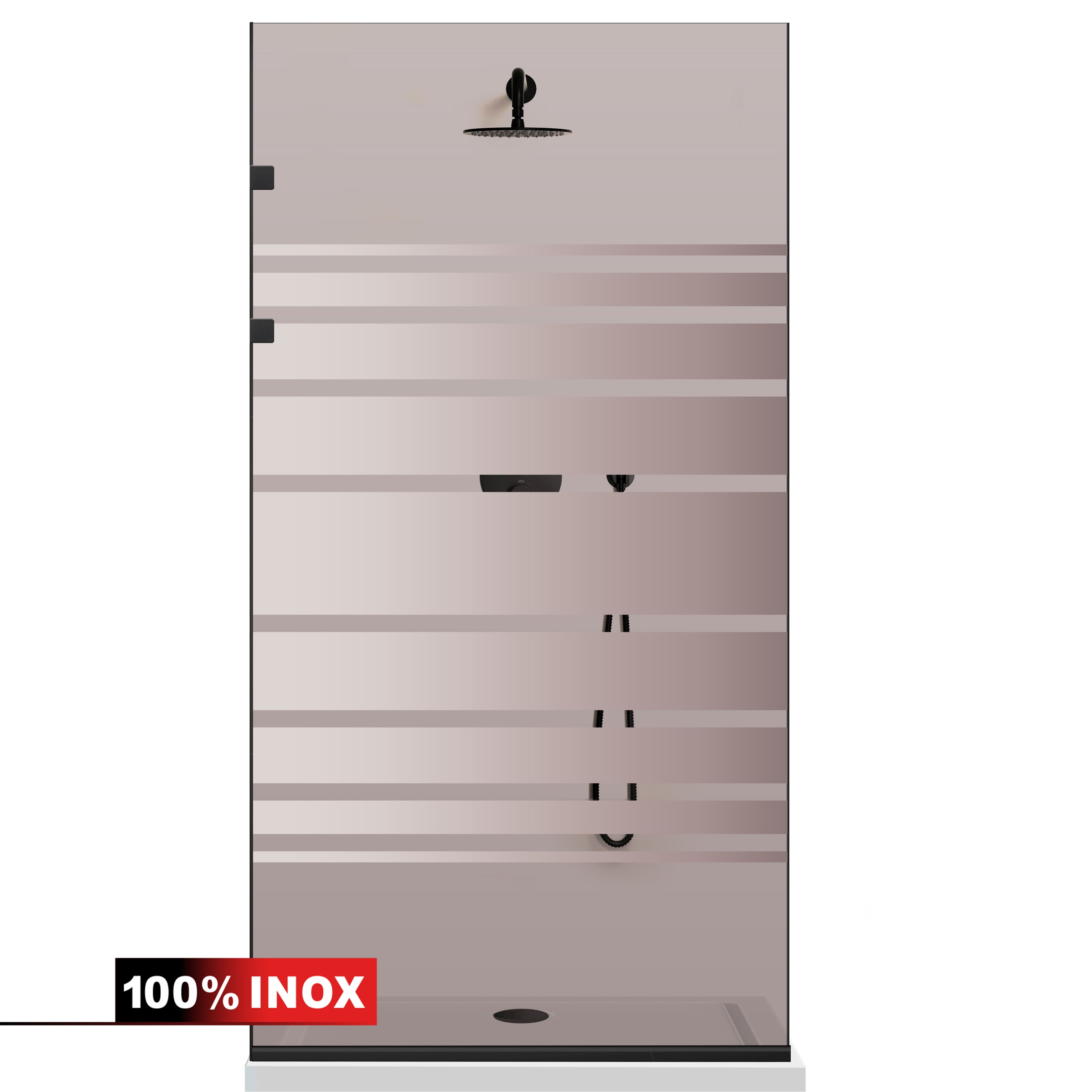 Paravan dus Walk-in, Perete dus Inox, negru mat #Bronz