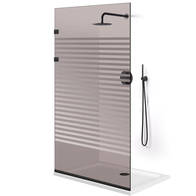 Paravan dus Walk-in, Perete dus Inox, negru mat #Bronz