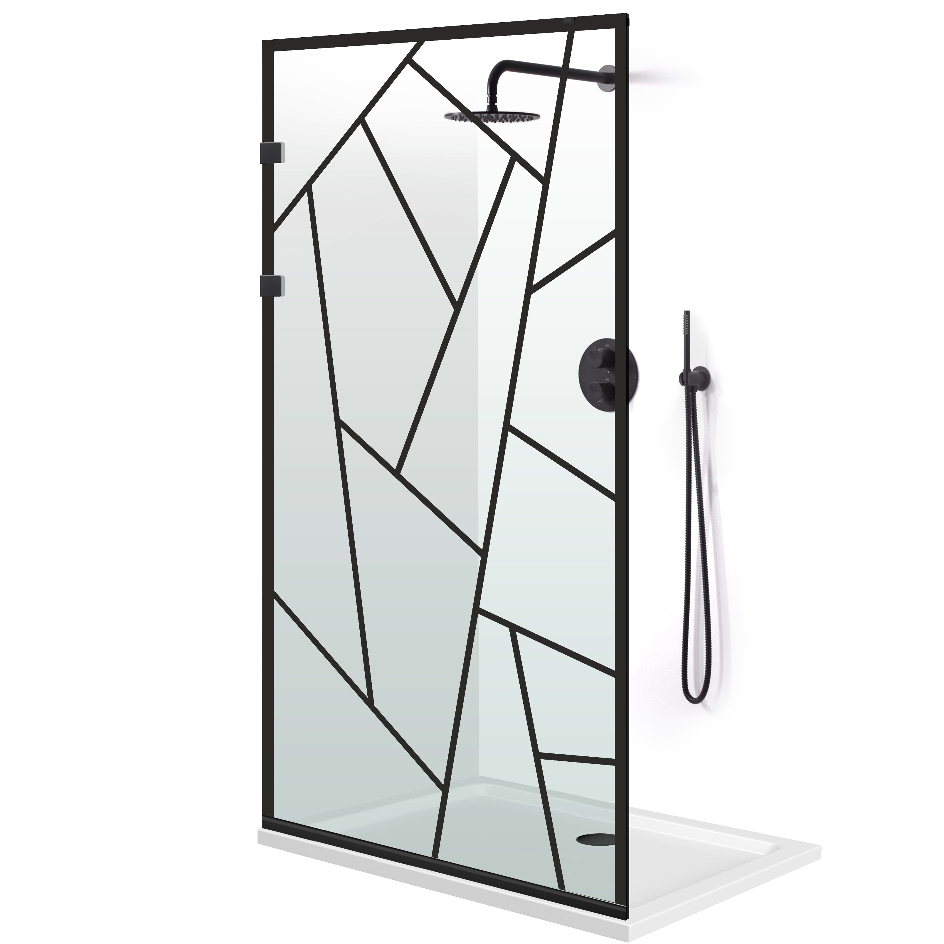 Paravan dus Walk-in, Perete dus Inox, negru mat, #Clara #Víztiszta