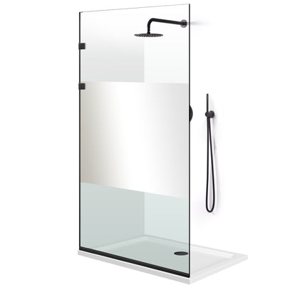 Paravan dus Walk-in, Perete dus Inox, negru mat, #Clara #Víztiszta