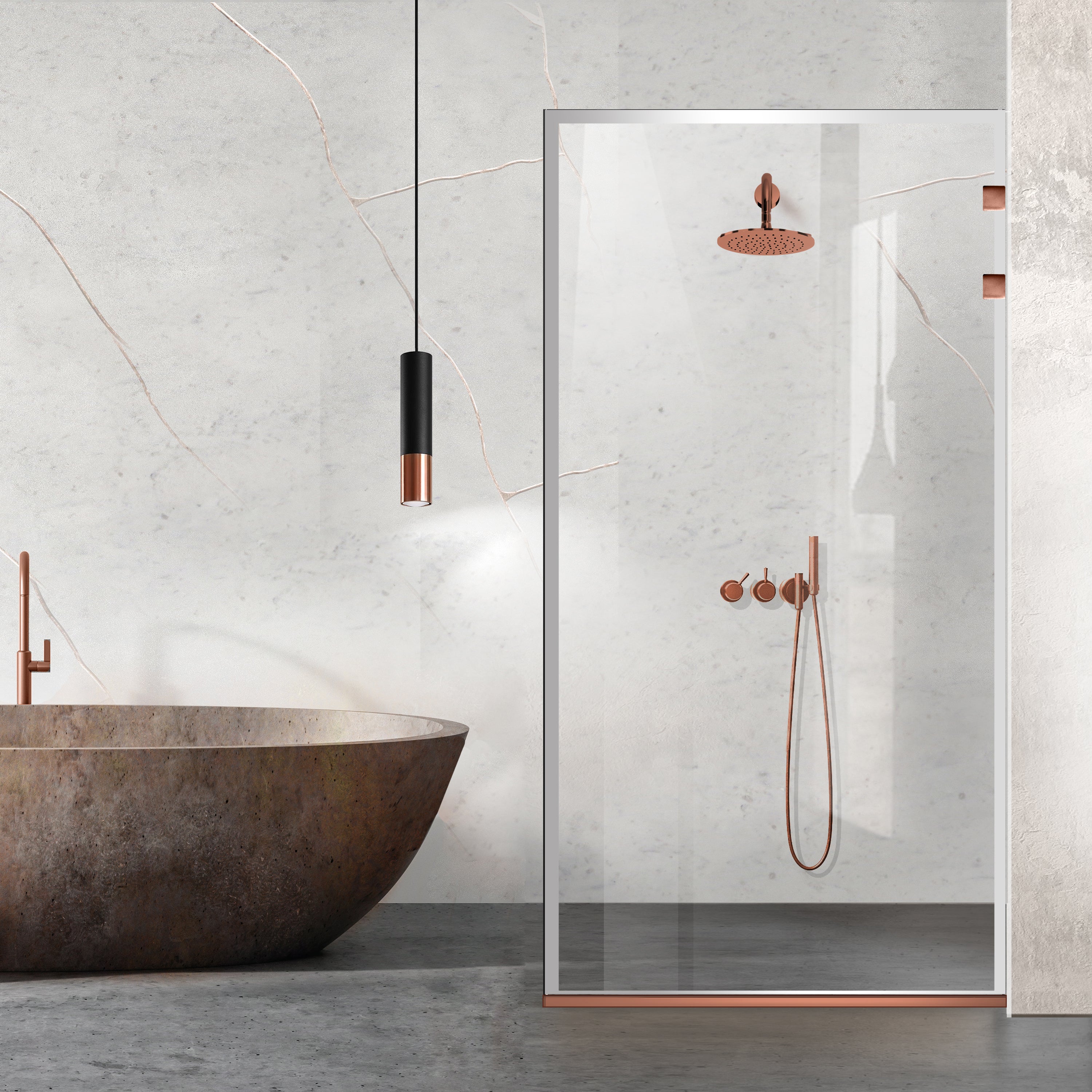 Paravan dus Walk-in, Perete dus Inox, negru mat, #Clara #Víztiszta