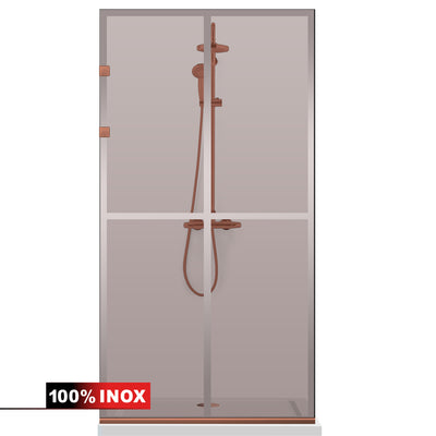 Paravan dus Walk-in, Perete dus Inox, cupru #Bronz