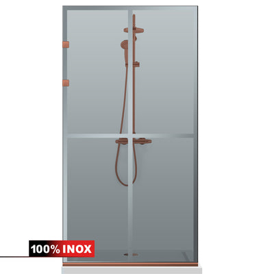 Paravan dus Walk-in, Perete dus Inox, cupru #Gri