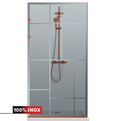 Paravan dus Walk-in, Perete dus Inox, cupru #Gri