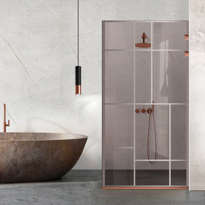 Paravan dus Walk-in, Perete dus Inox, cupru #Bronz
