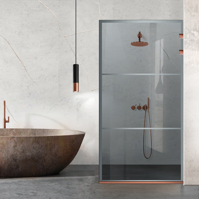 Paravan dus Walk-in, Perete dus Inox, cupru #Gri