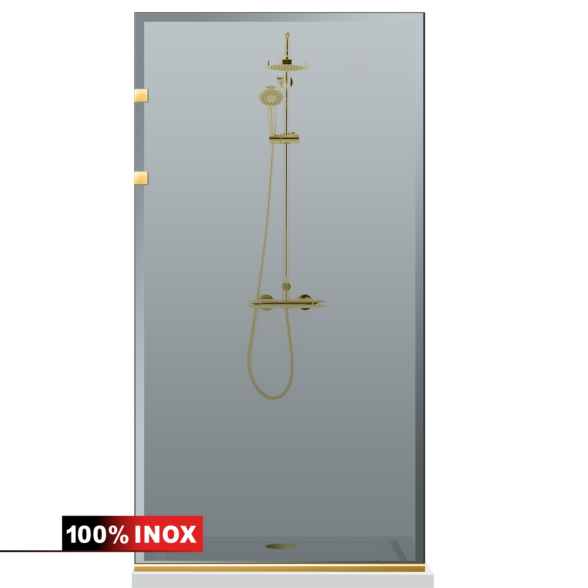 Paravan dus Walk-in, Perete dus Inox, auriu #Gri