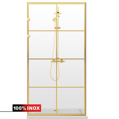 Paravan dus Walk-in, Perete dus Inox, auriu, #Clara #Víztiszta