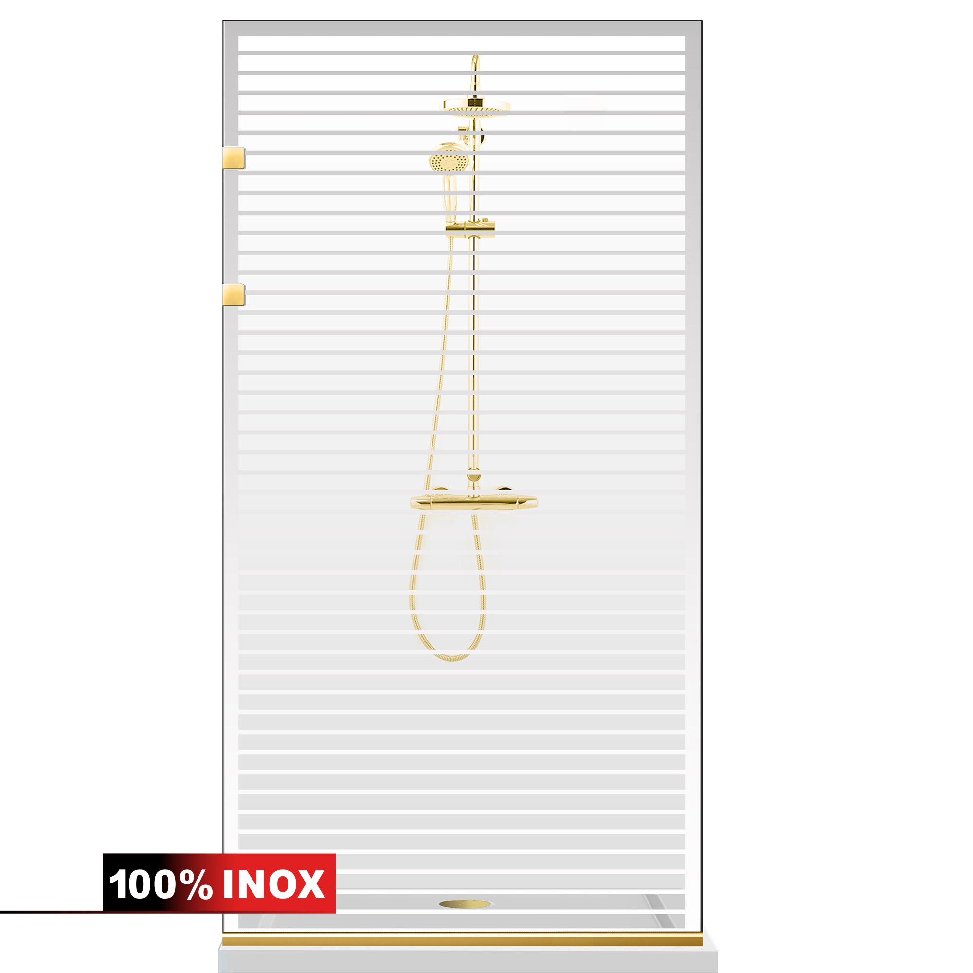 Paravan dus Walk-in, Perete dus Inox, auriu, #Clara #Víztiszta