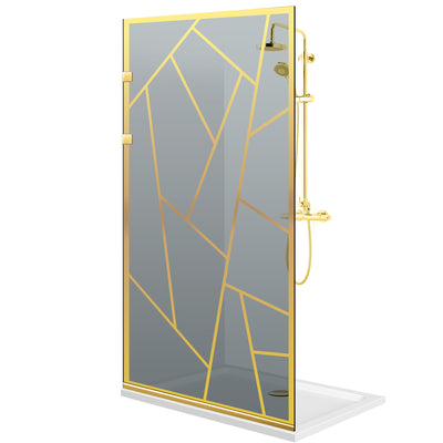 Paravan dus Walk-in, Perete dus Inox, auriu #Gri