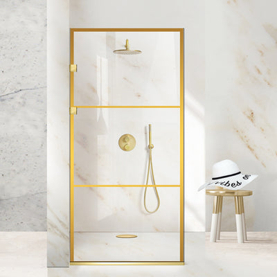 Paravan dus Walk-in, Perete dus Inox, auriu, #Clara #Víztiszta
